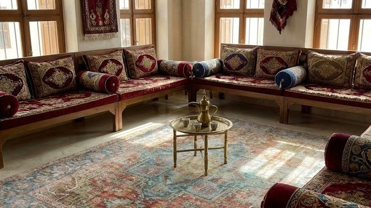 High-end carpet styled in a Qatari living room.