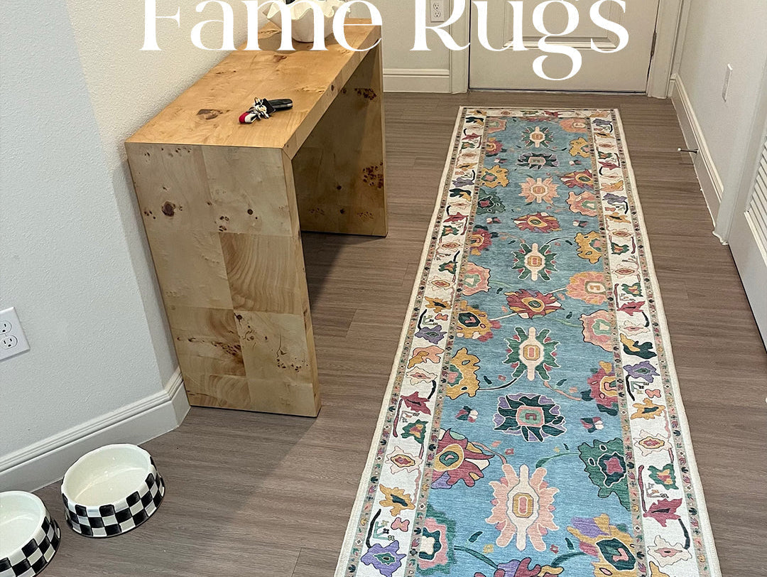Colorful floral runner rug in a hallway adding a fresh and vibrant spring look