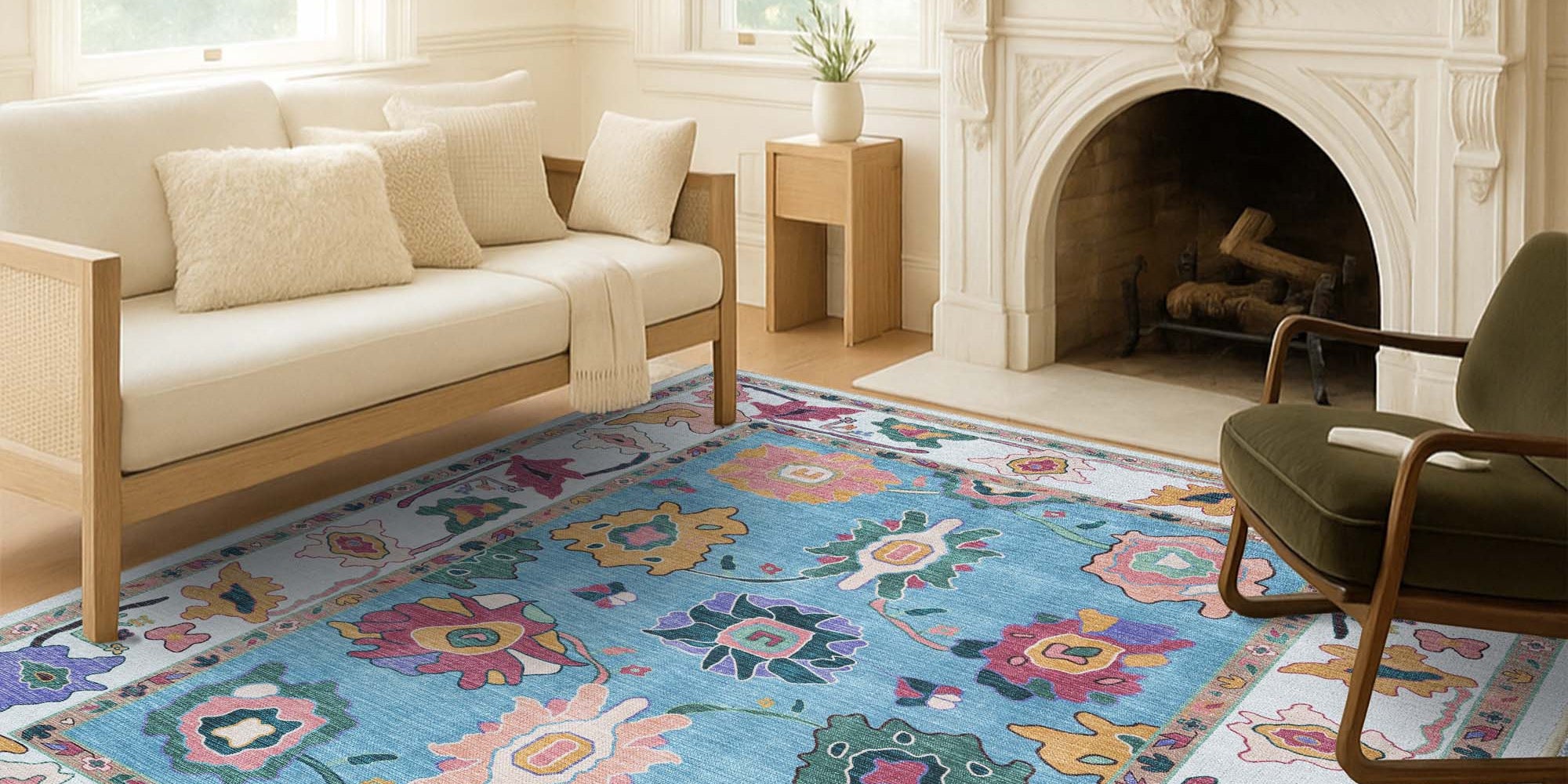 Farhana Green - Shabby Chic - Fame Rugs