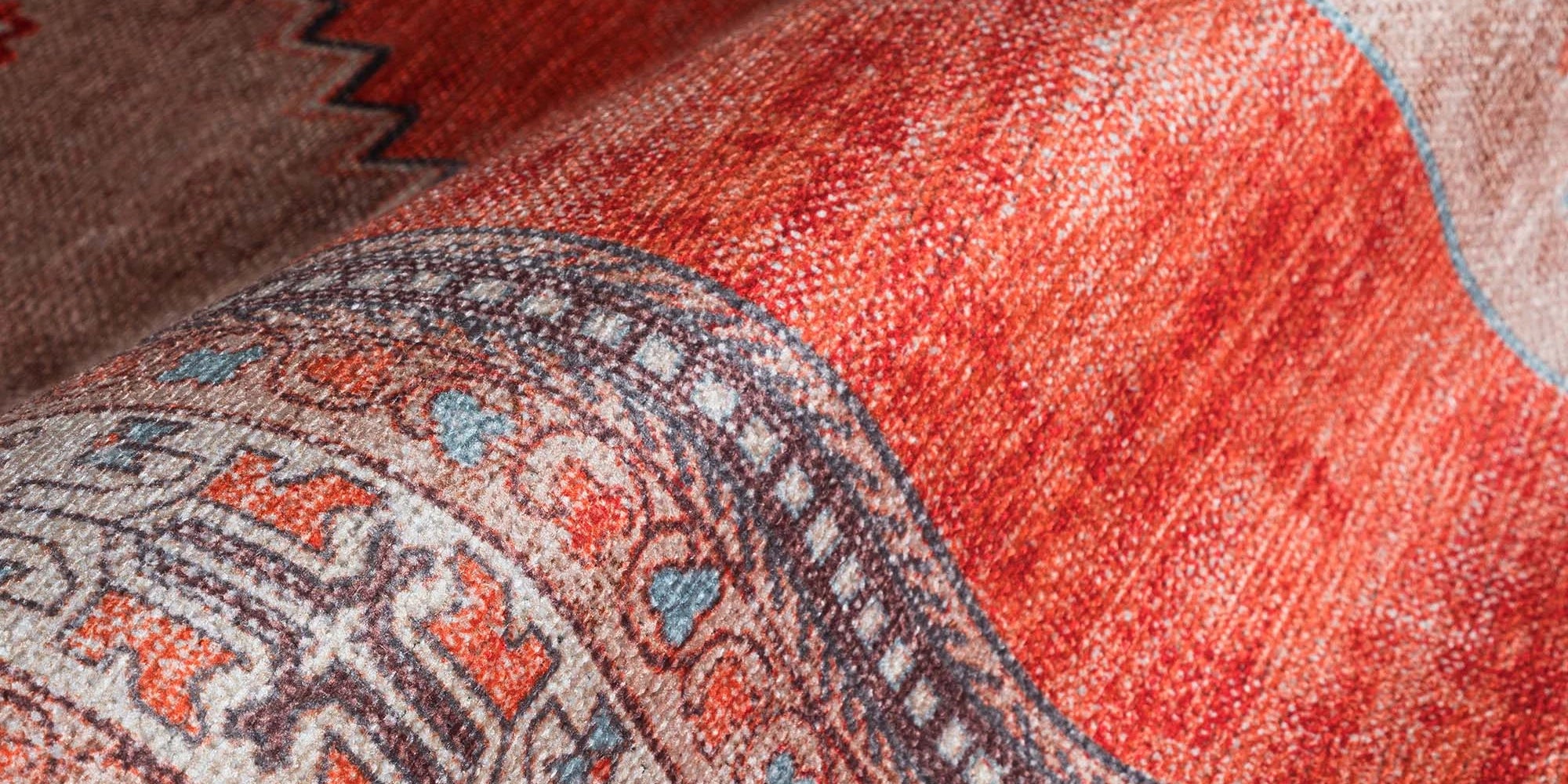 Christelle Warm Orange Beige Turkish Vintage Rug - Fame Rugs