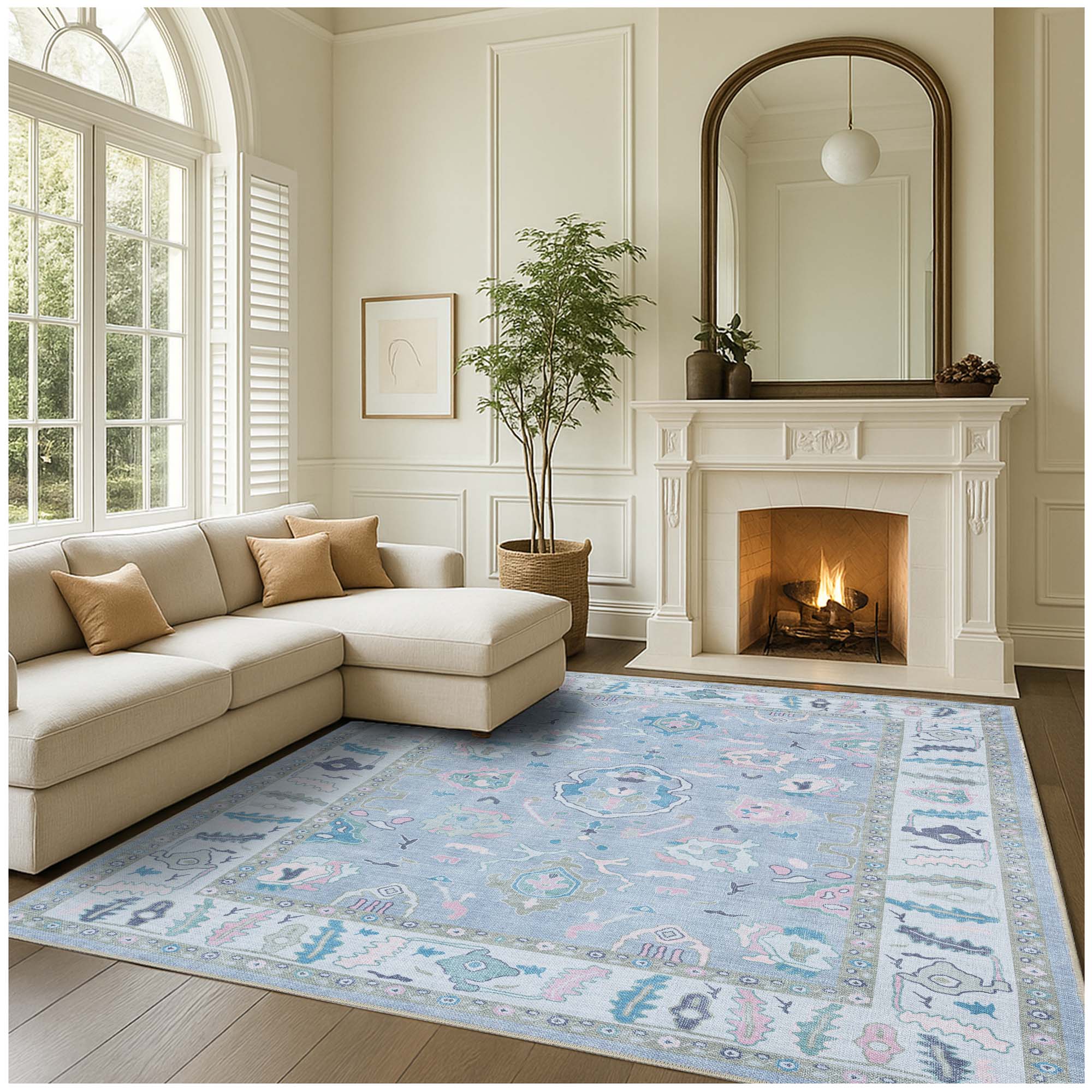 Aviana Pastel Lavender Modern Oushak Rugs - Fame Rugs