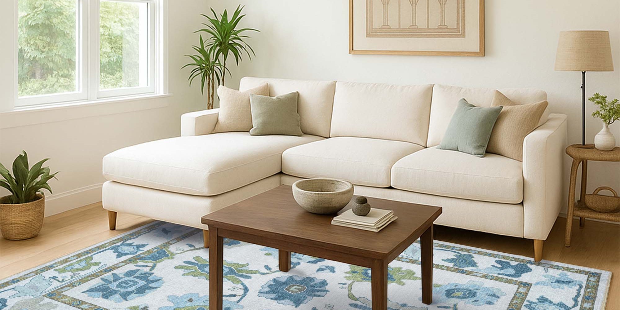 Alienore Green Blue Modern Oushak Rugs - Fame Rugs