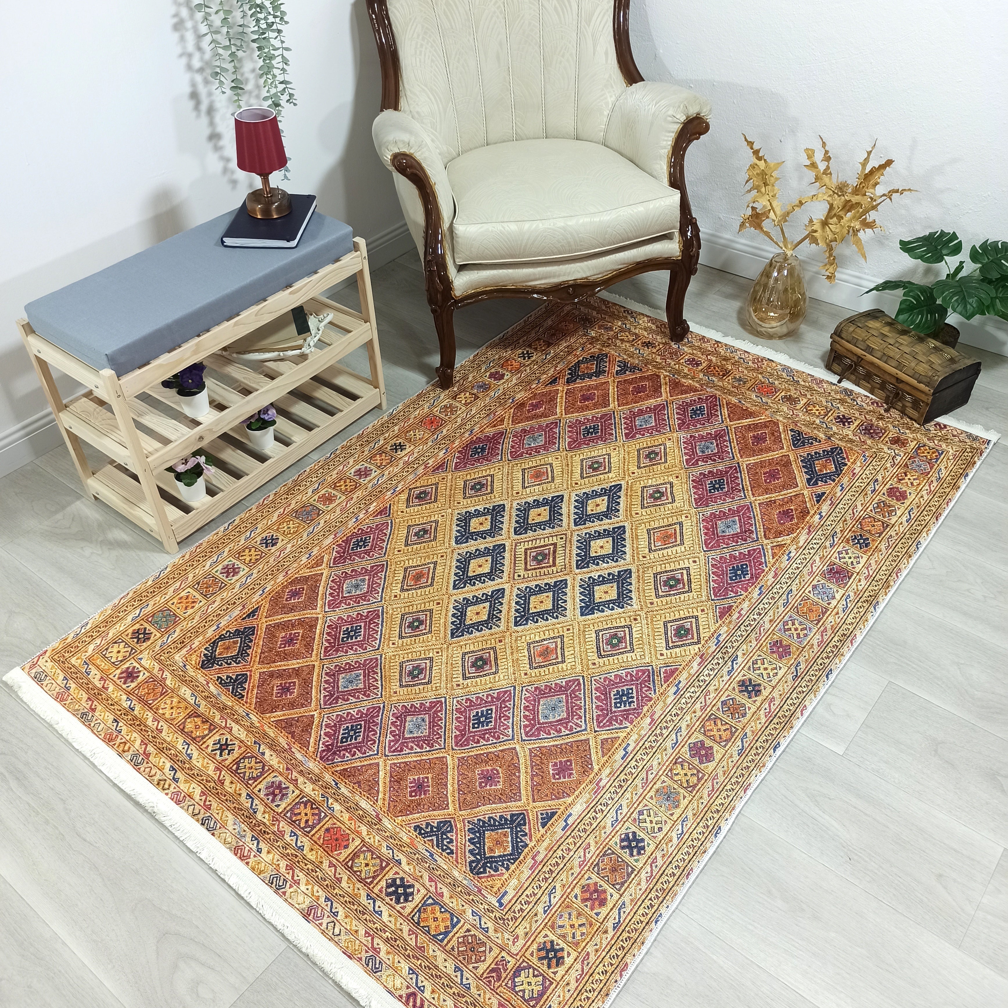 Emra Turkish Kilim Muted Orange Rug