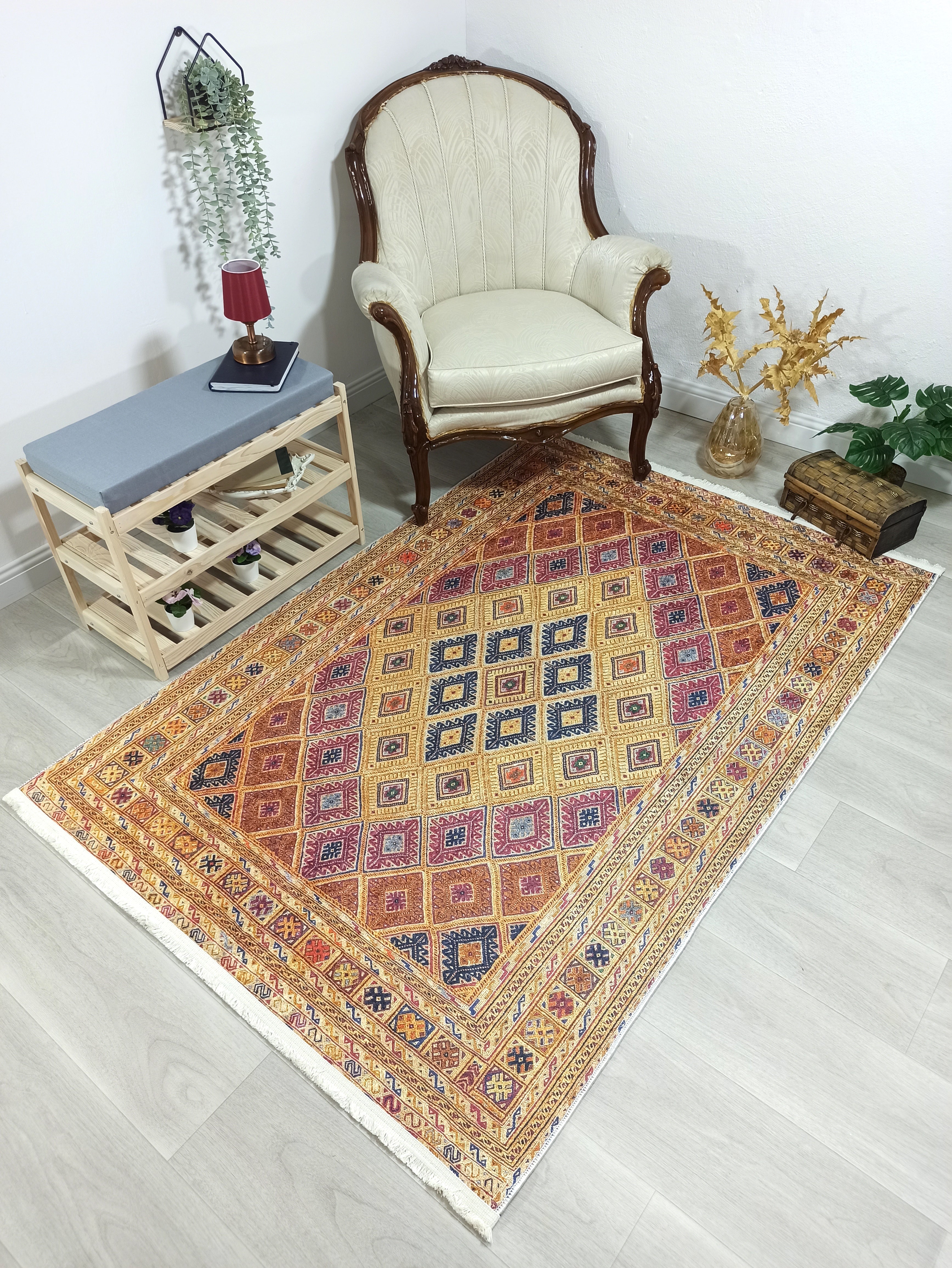 Emra Turkish Kilim Muted Orange Rug