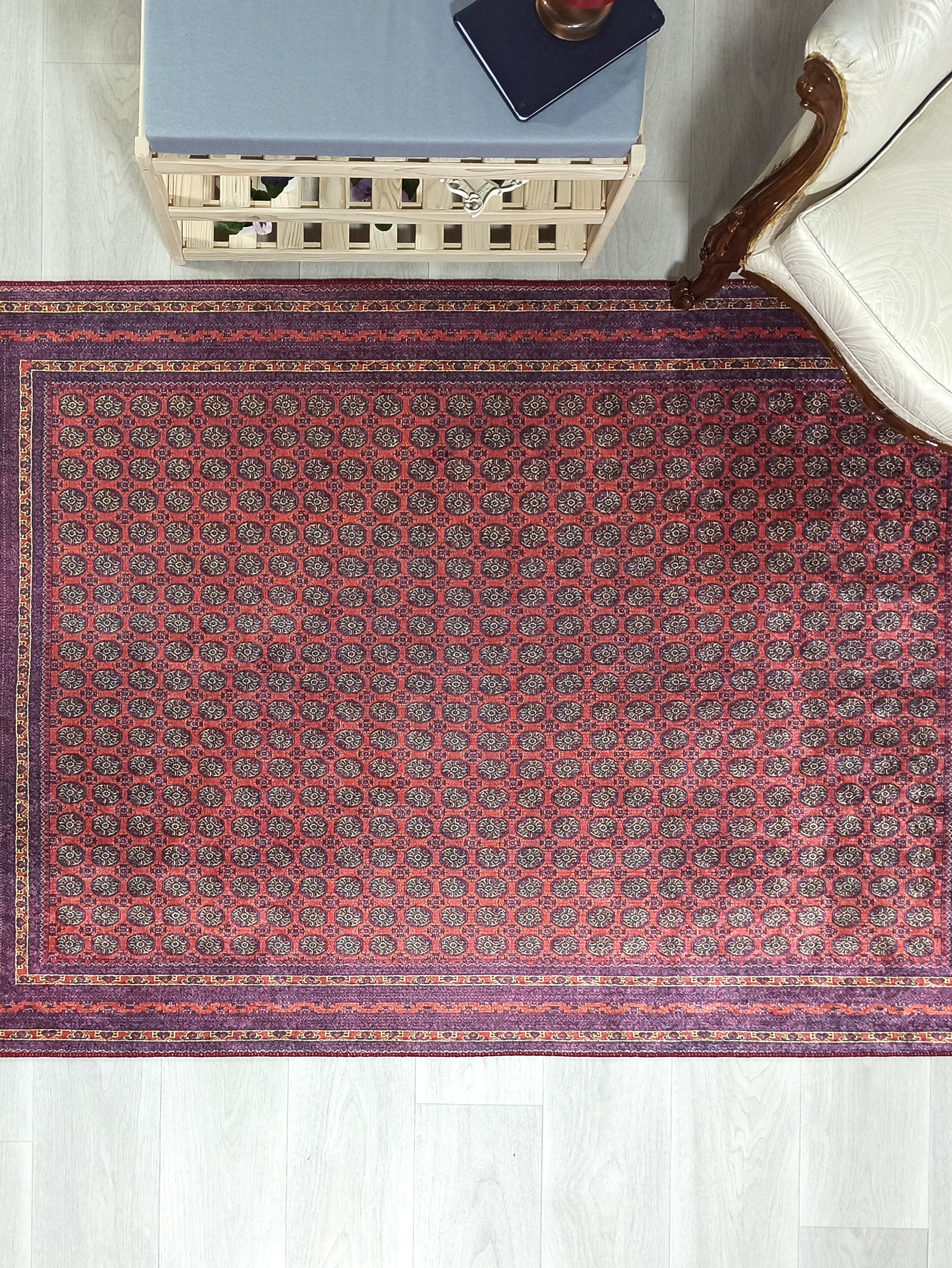 Turkish Kilim Muted Red Turkmen Style Vintage Rug