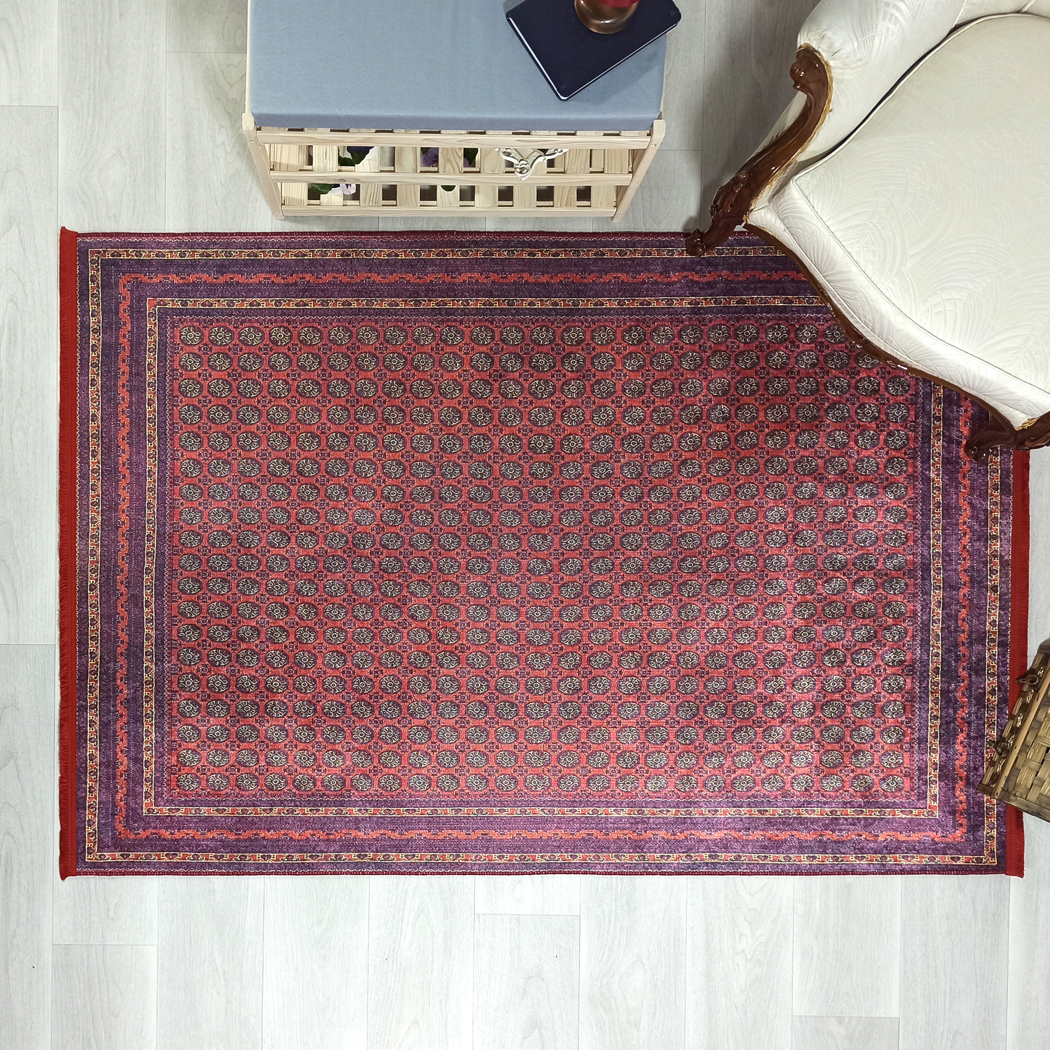 Turkish Kilim Muted Red Turkmen Style Vintage Rug