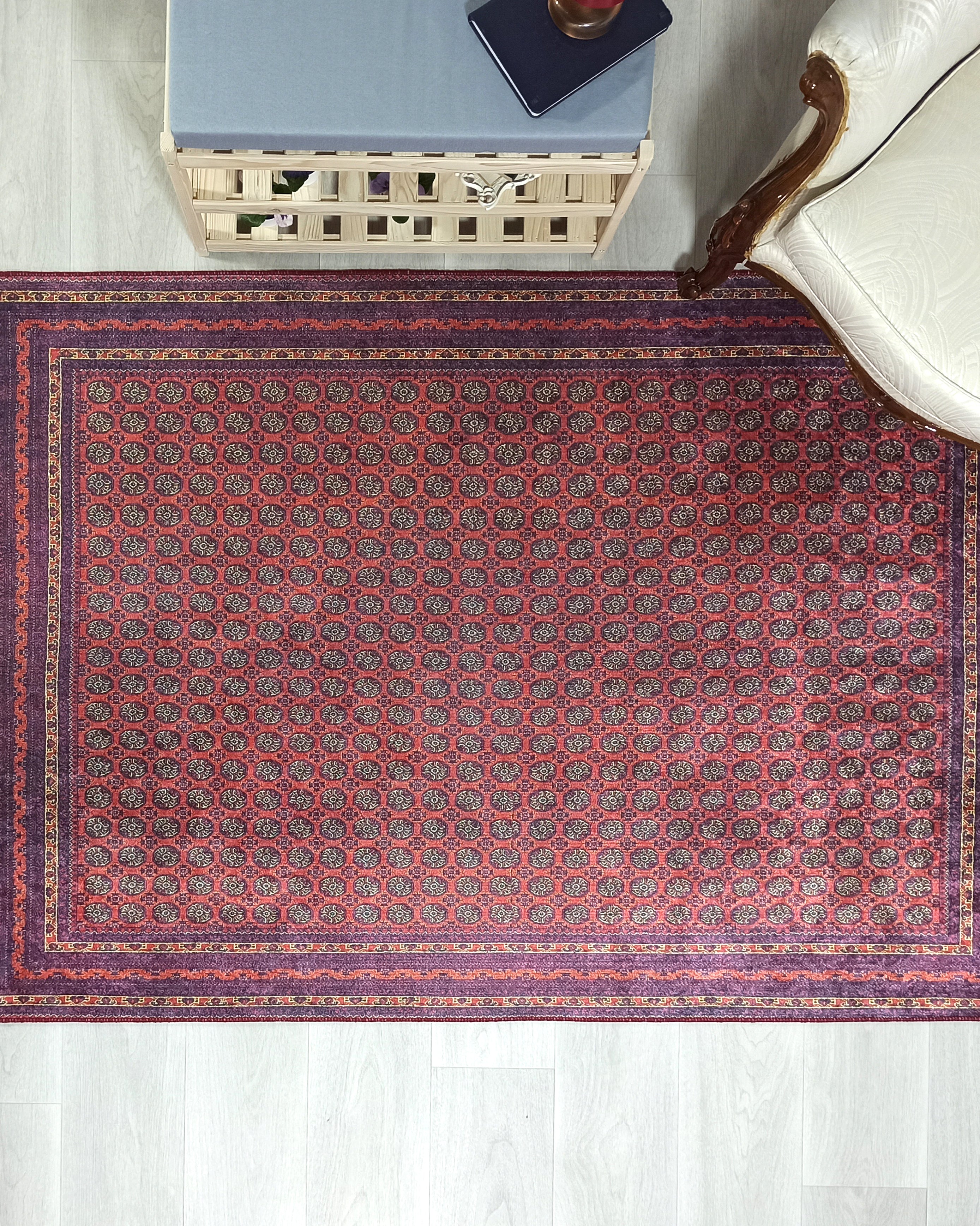 Turkish Kilim Muted Red Turkmen Style Vintage Rug