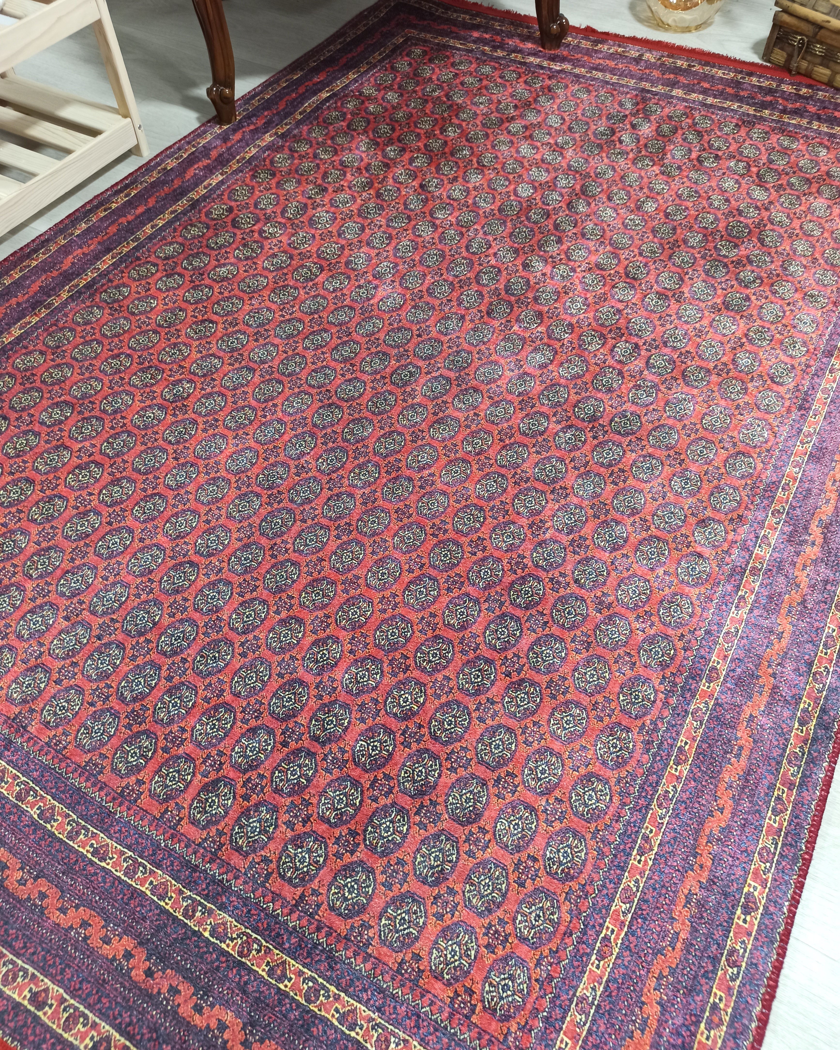 Turkish Kilim Muted Red Turkmen Style Vintage Rug