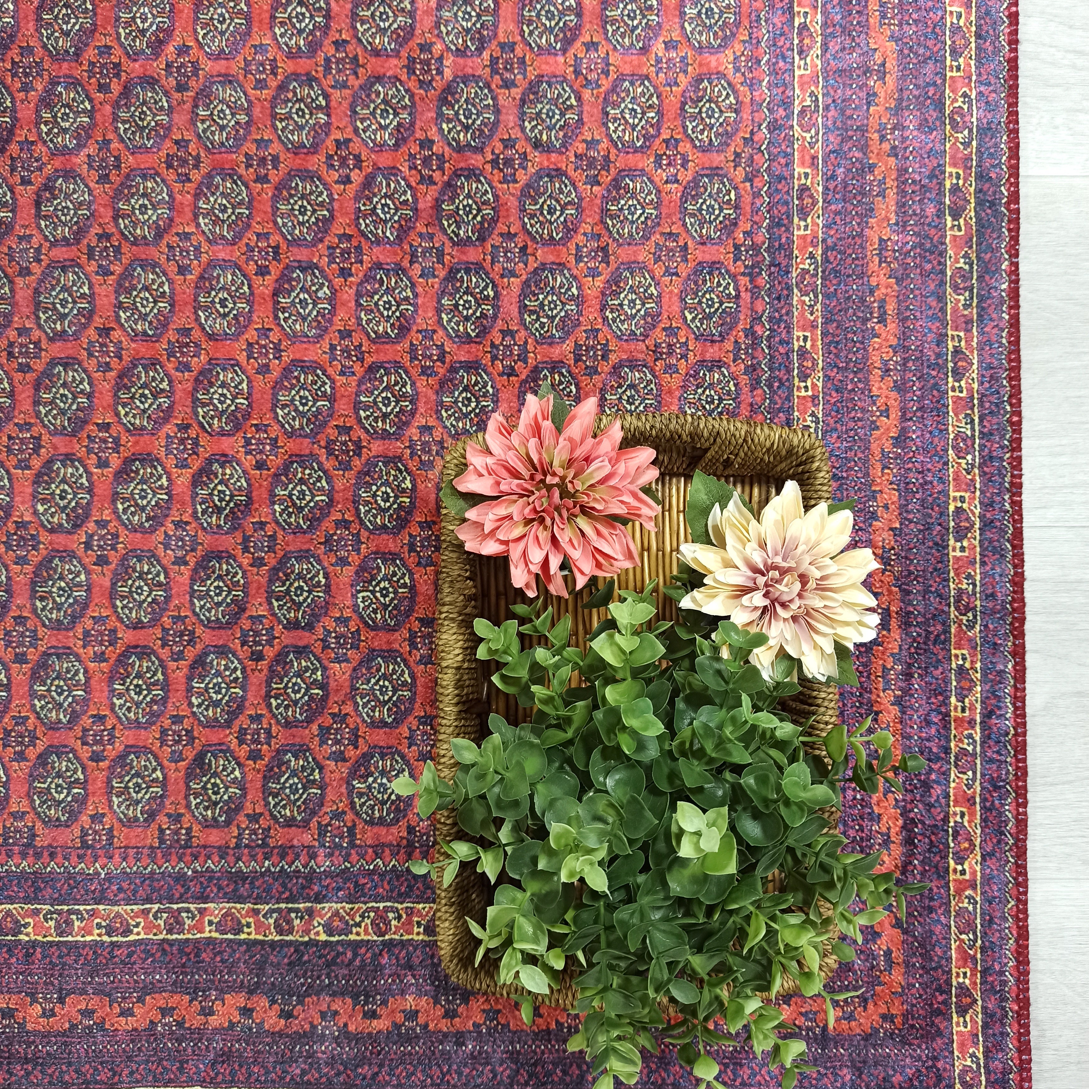 Turkish Kilim Muted Red Turkmen Style Vintage Rug