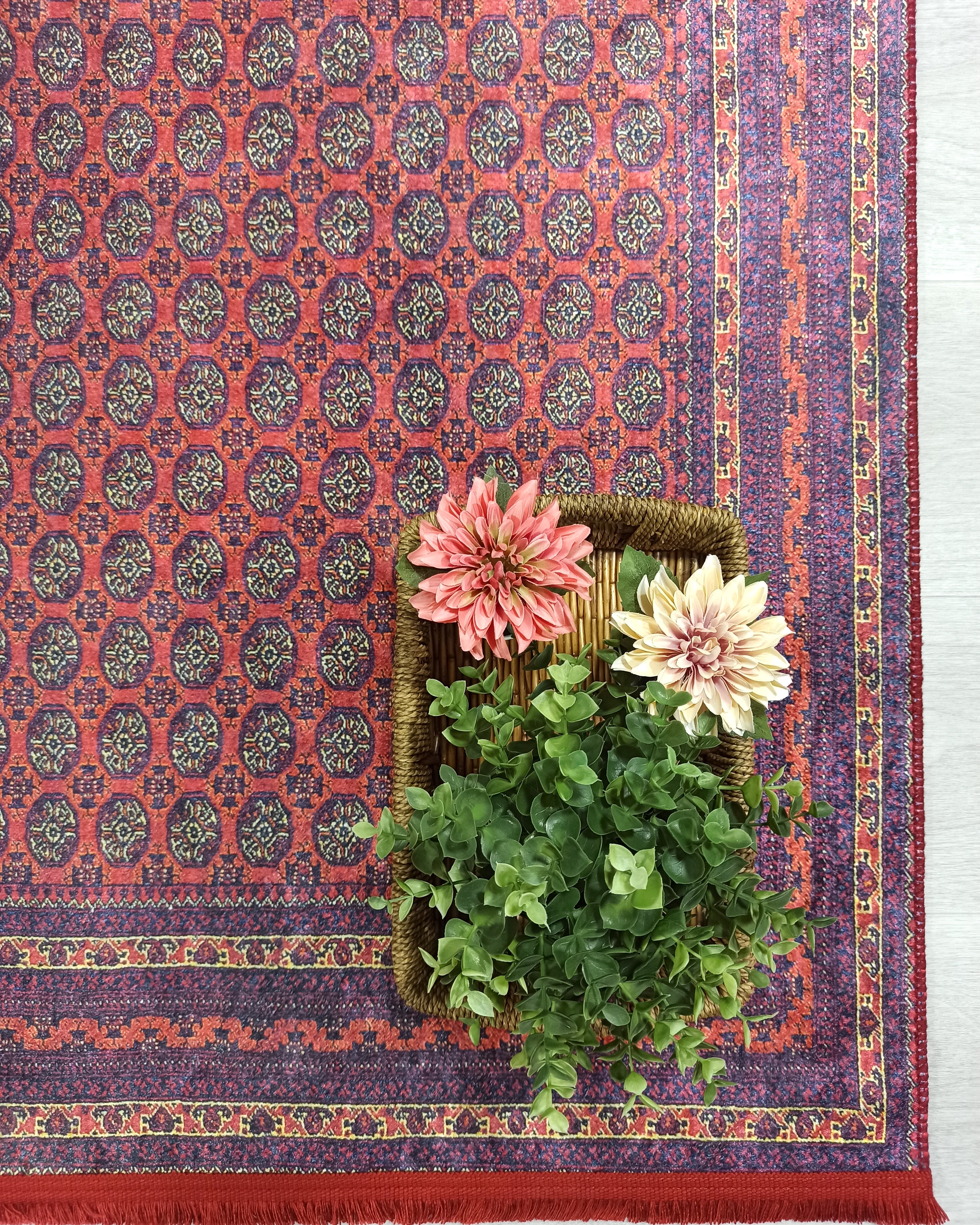 Turkish Kilim Muted Red Turkmen Style Vintage Rug