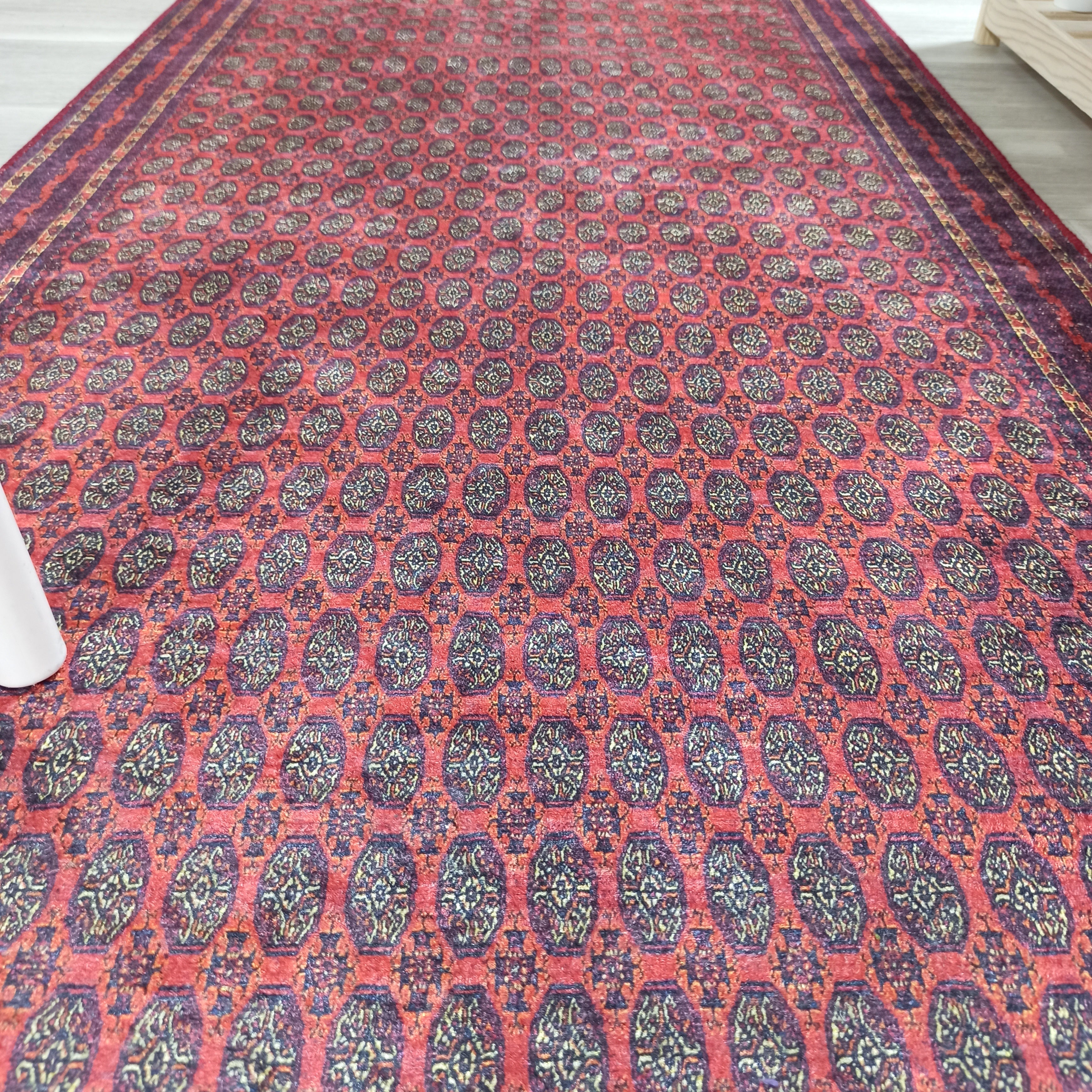 Turkish Kilim Muted Red Turkmen Style Vintage Rug