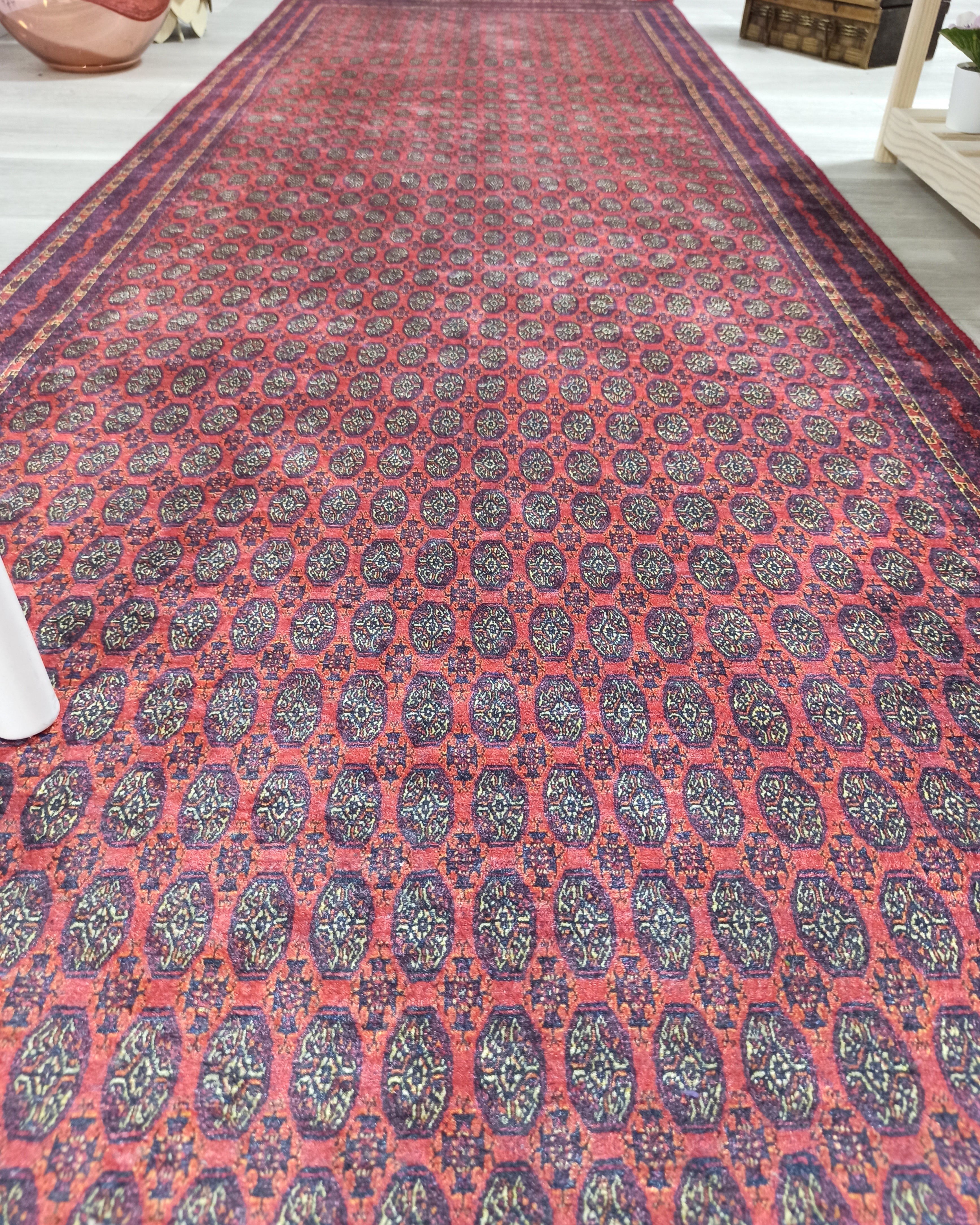 Turkish Kilim Muted Red Turkmen Style Vintage Rug