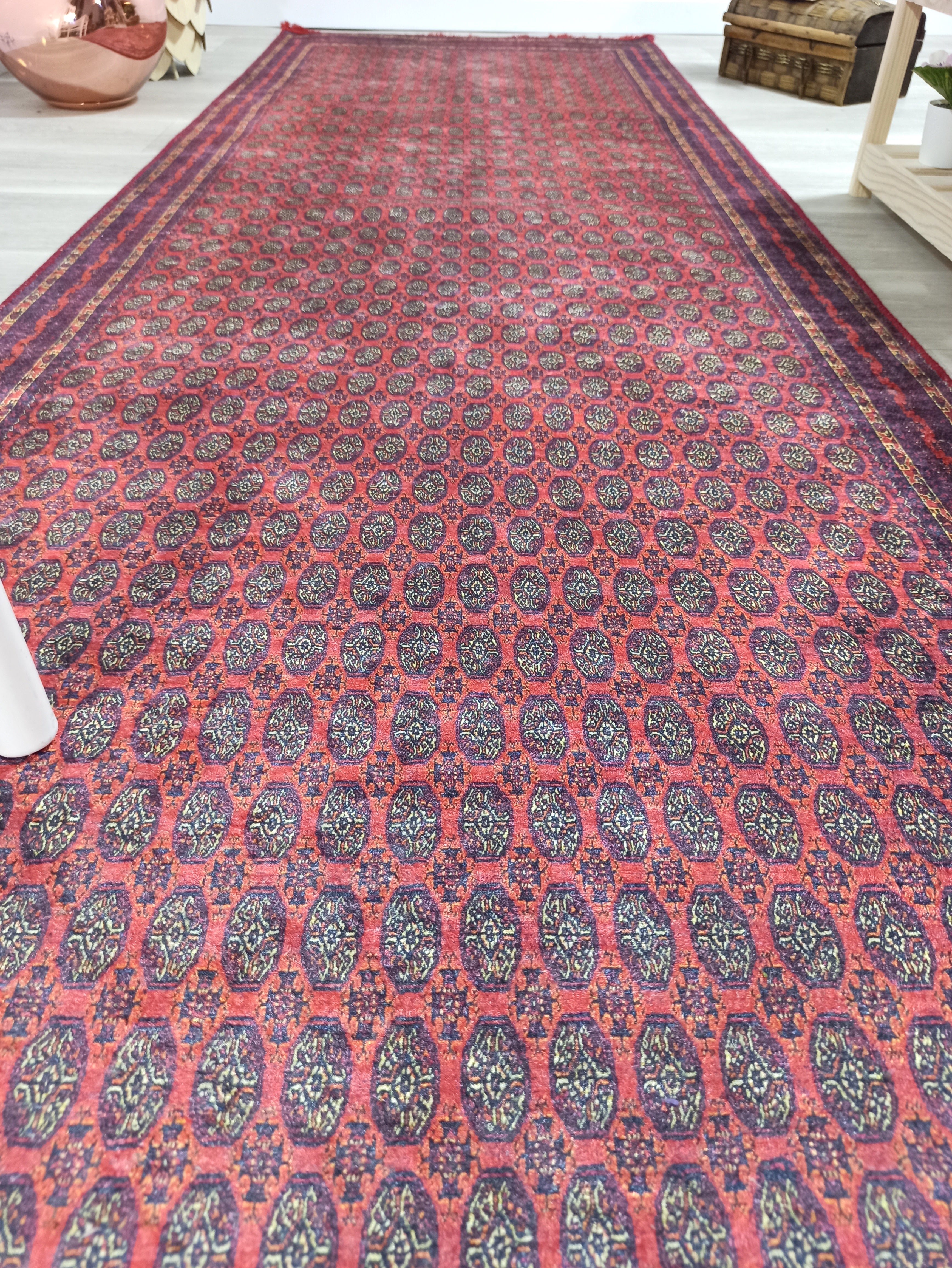 Turkish Kilim Muted Red Turkmen Style Vintage Rug