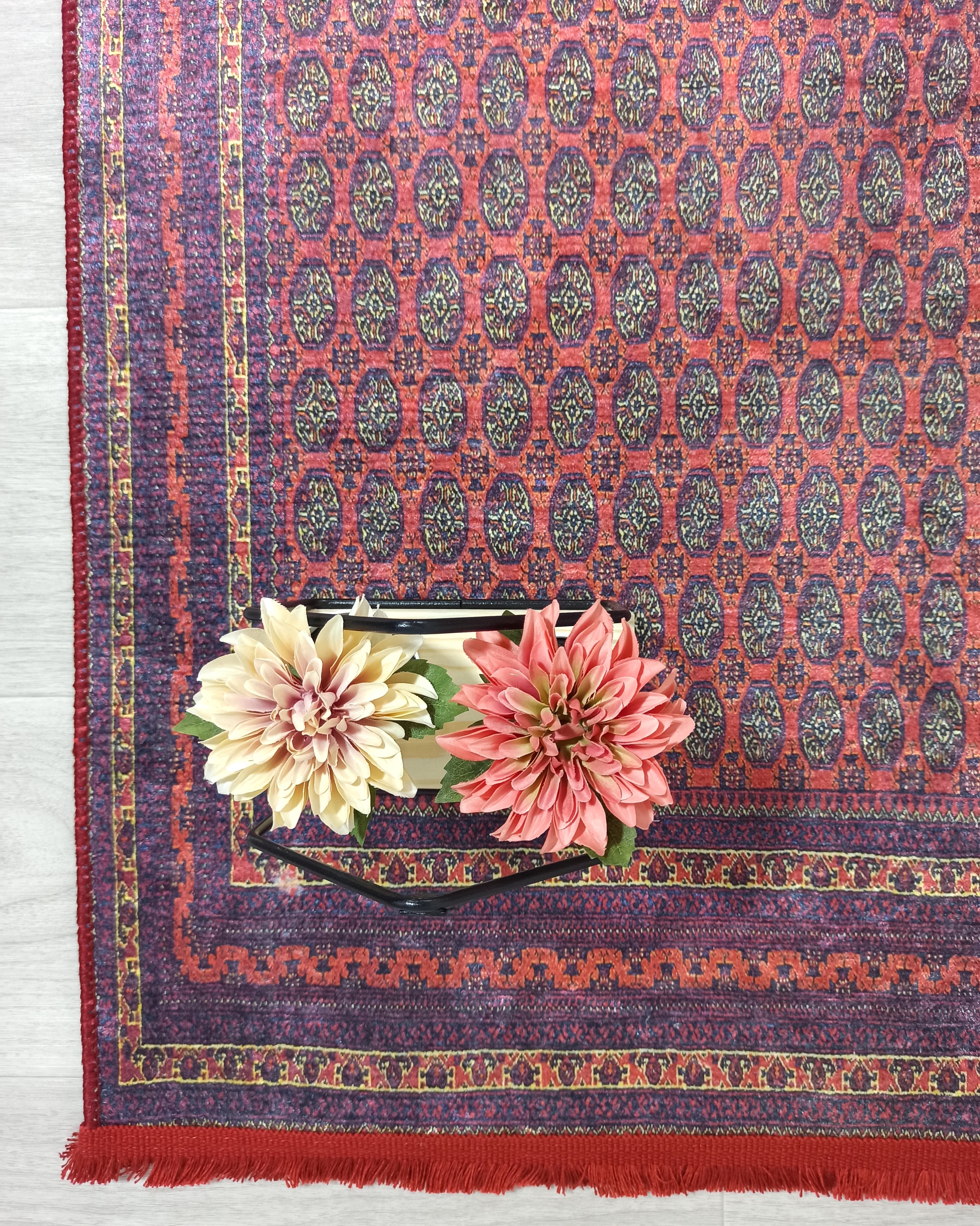 Turkish Kilim Muted Red Turkmen Style Vintage Rug