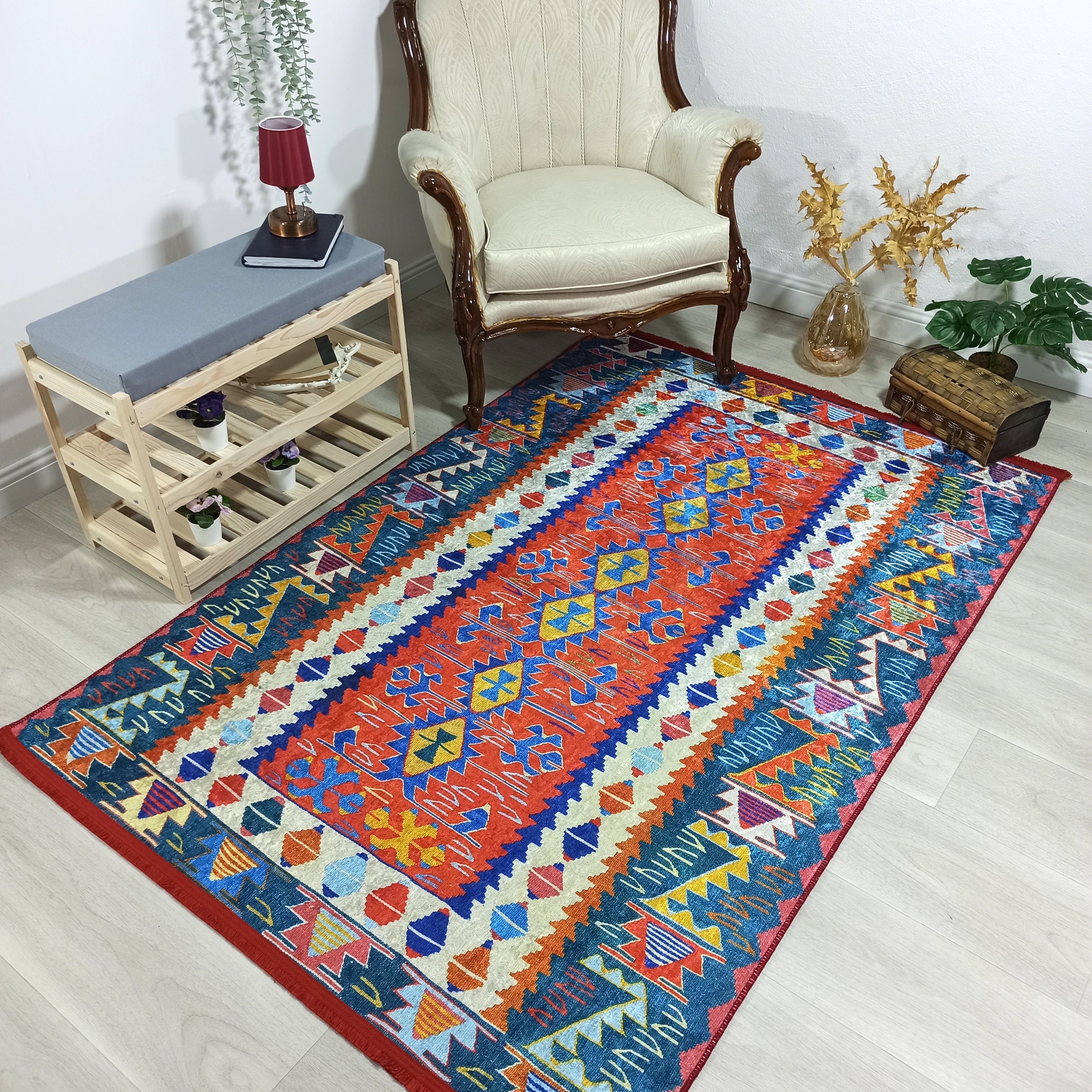 Kilim Style Runner & Rug, Multi Color Rug, Modern Home Décor