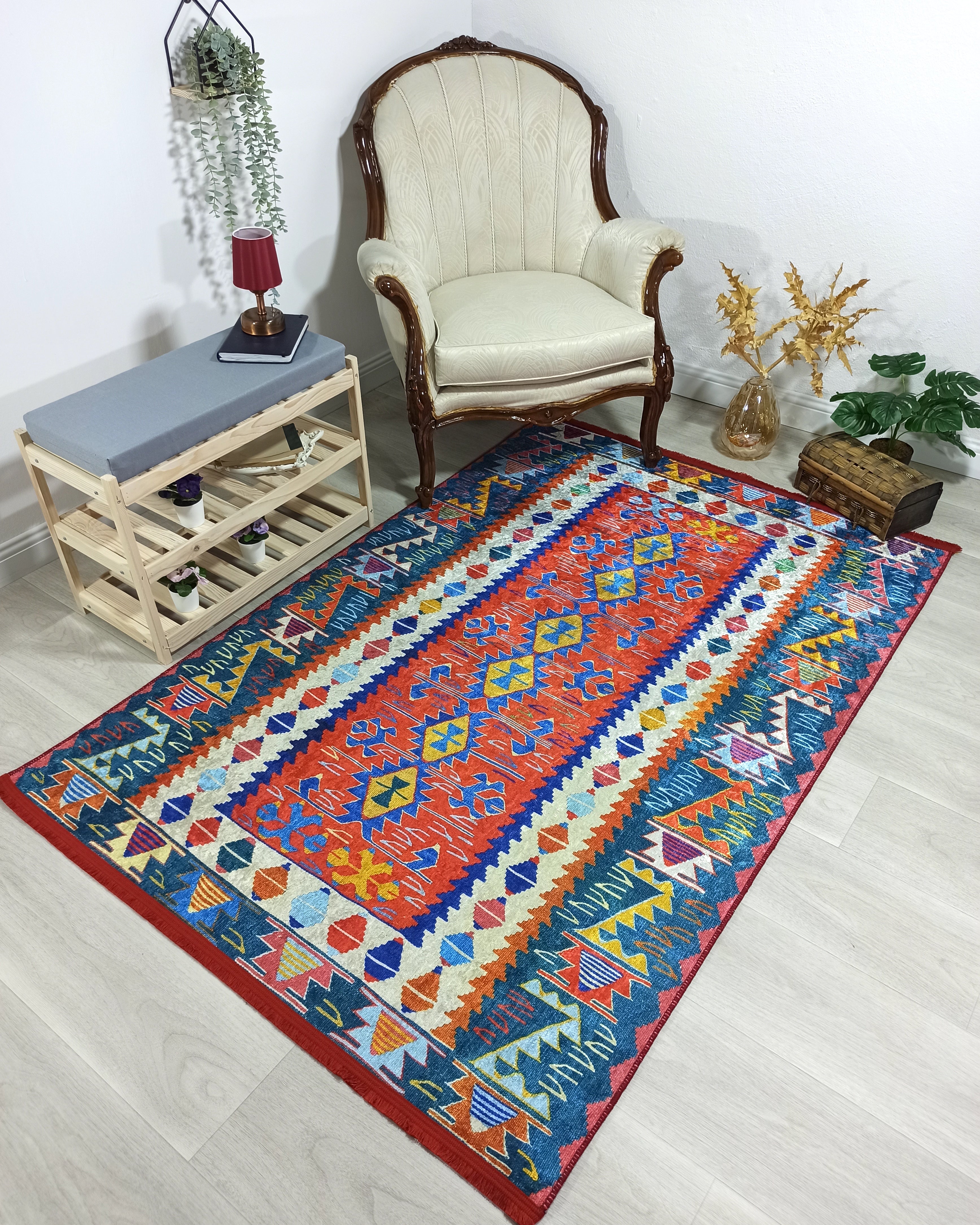 Kilim Style Runner & Rug, Multi Color Rug, Modern Home Décor