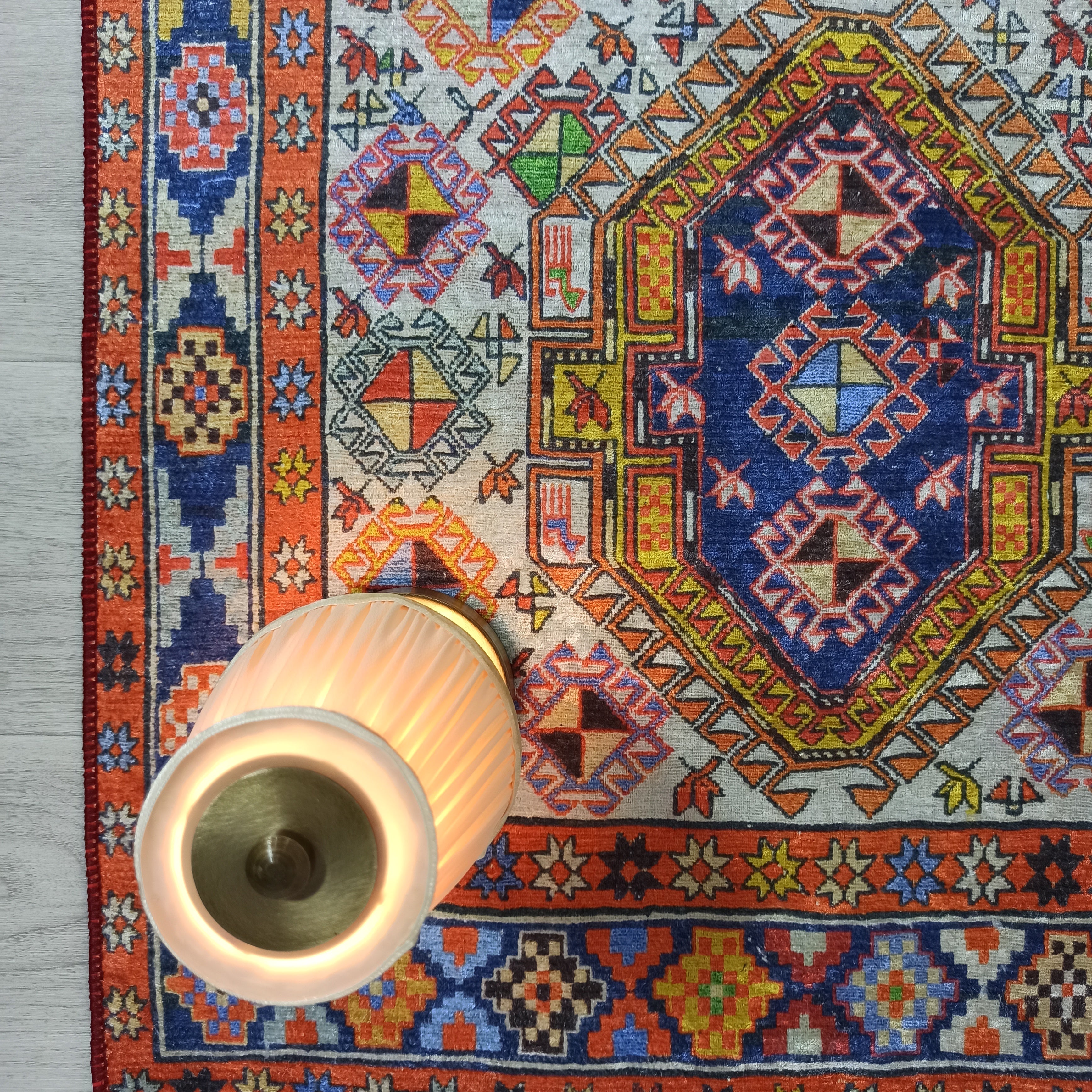 Persian Style Rug, Natural Ivory Colorful Vintage Rug