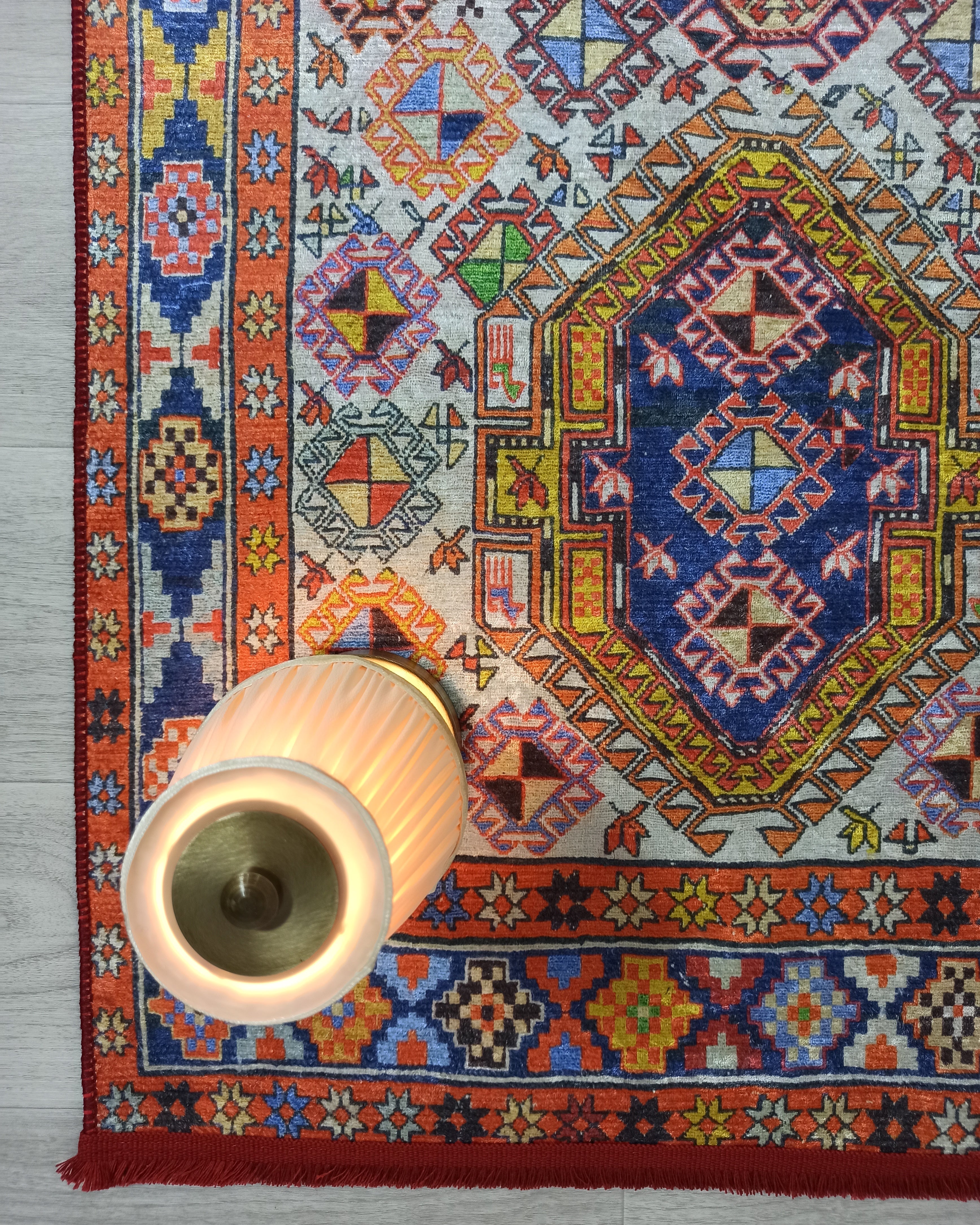 Persian Style Rug, Natural Ivory Colorful Vintage Rug