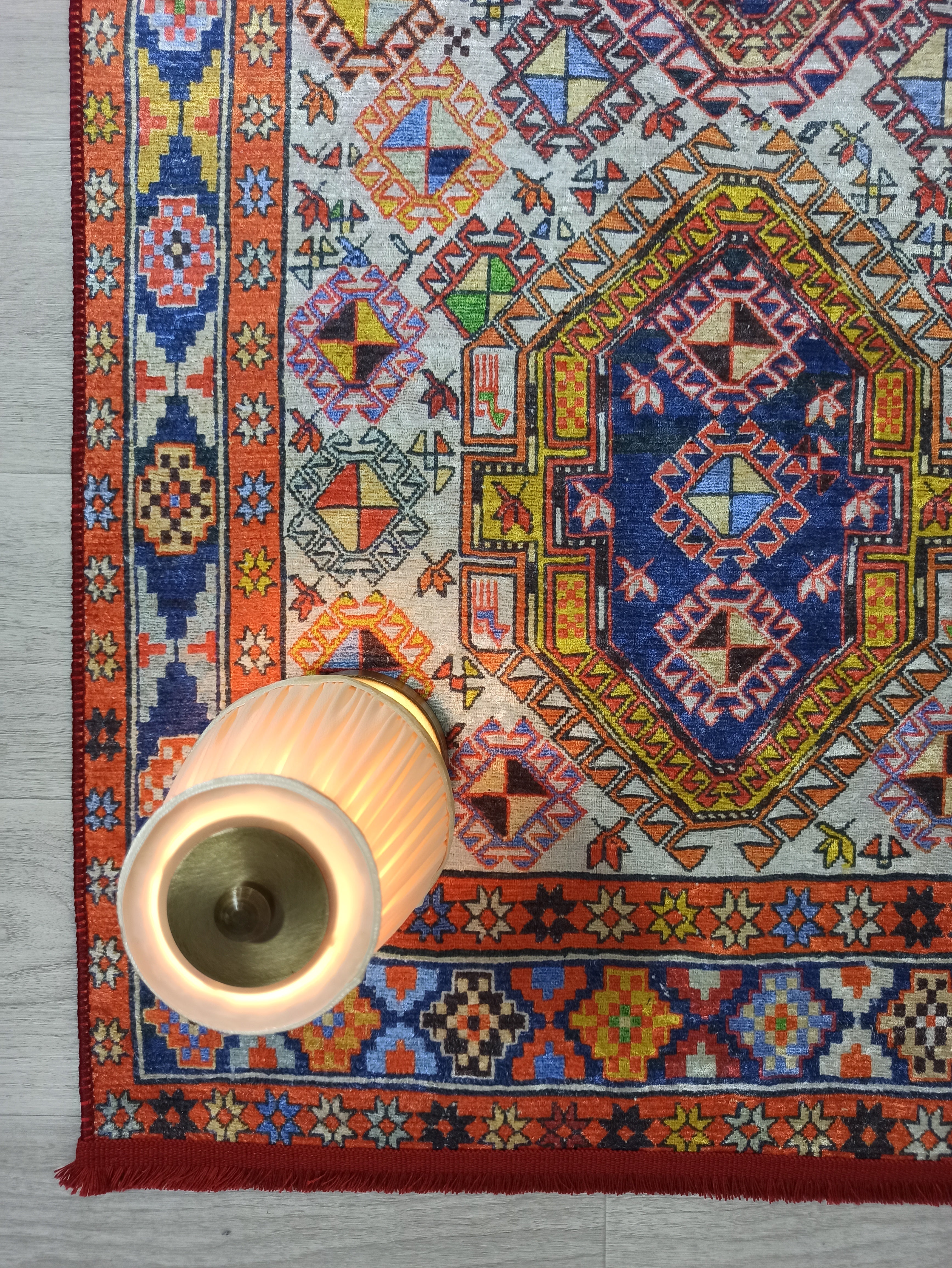 Persian Style Rug, Natural Ivory Colorful Vintage Rug