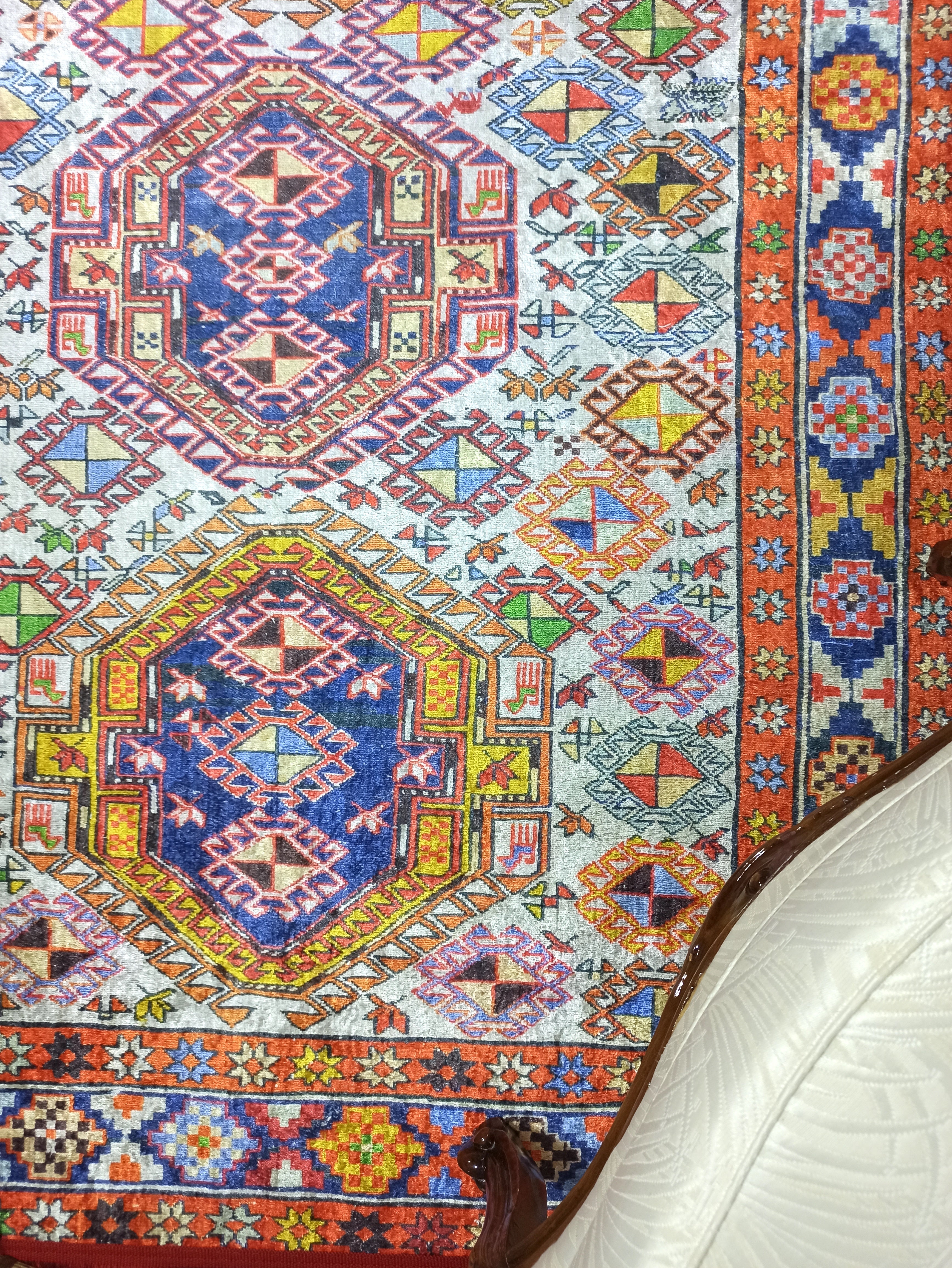 Persian Style Rug, Natural Ivory Colorful Vintage Rug