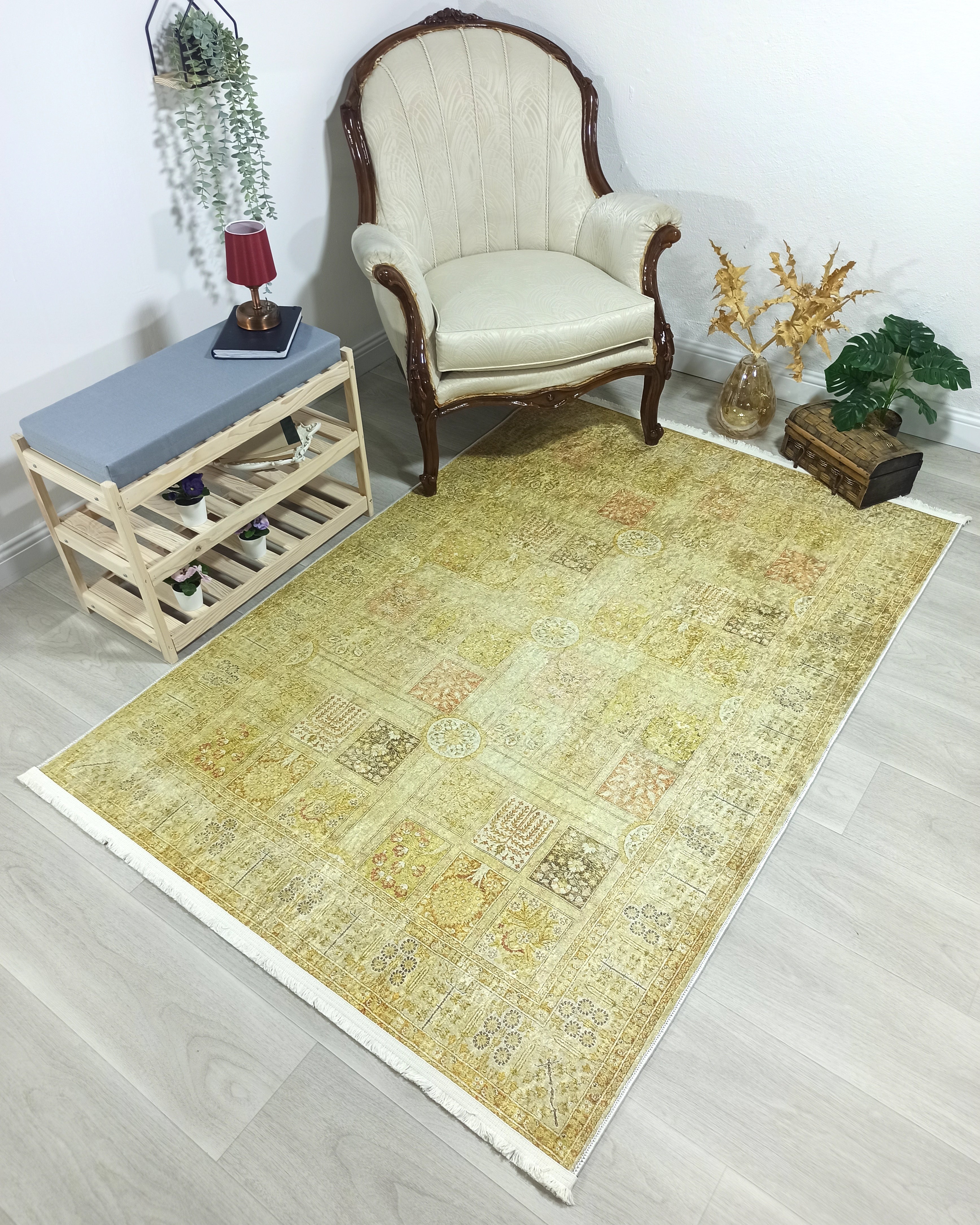 Yellow Style Vintage Rug, Home Décor Runner Area Rugs