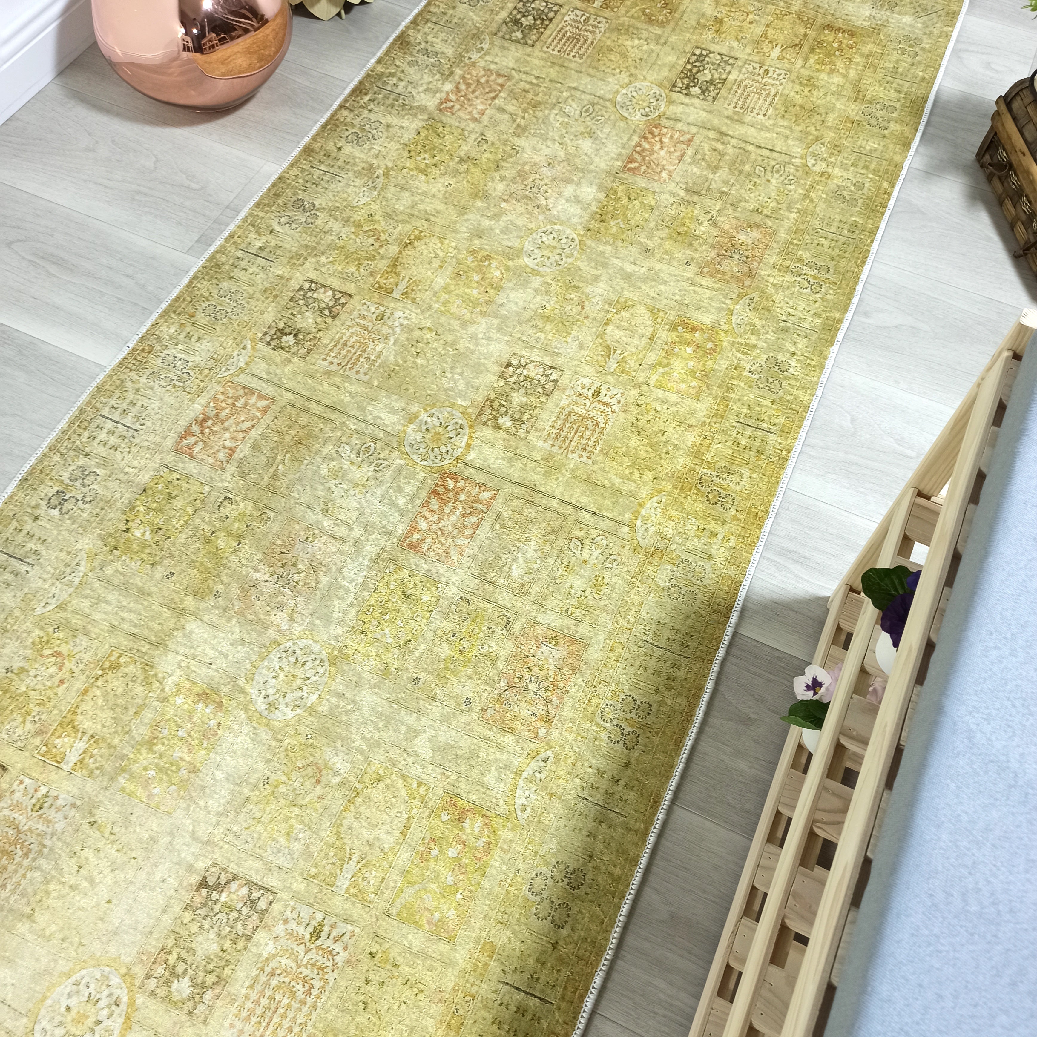 Yellow Style Vintage Rug, Home Décor Runner Area Rugs
