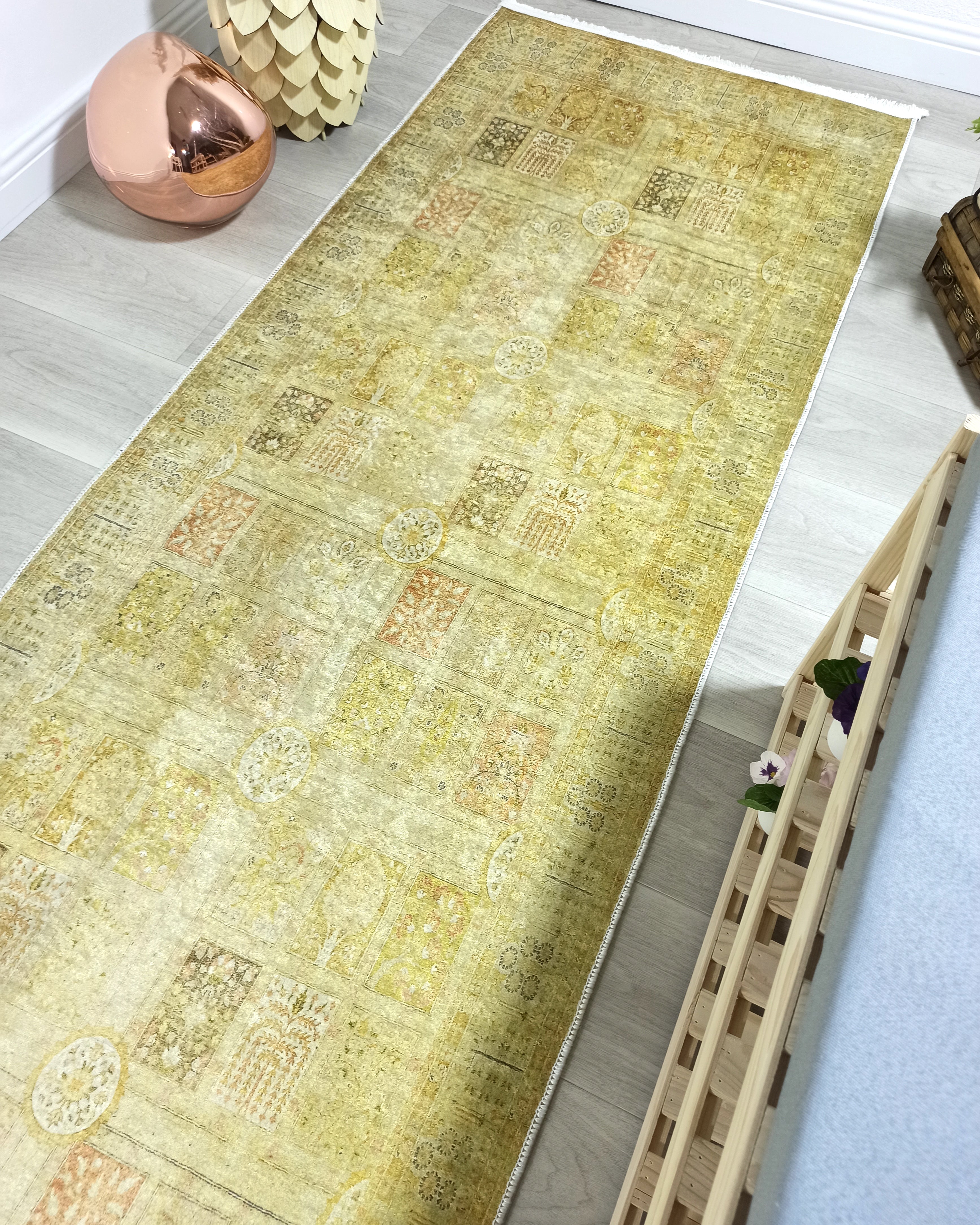 Yellow Style Vintage Rug, Home Décor Runner Area Rugs