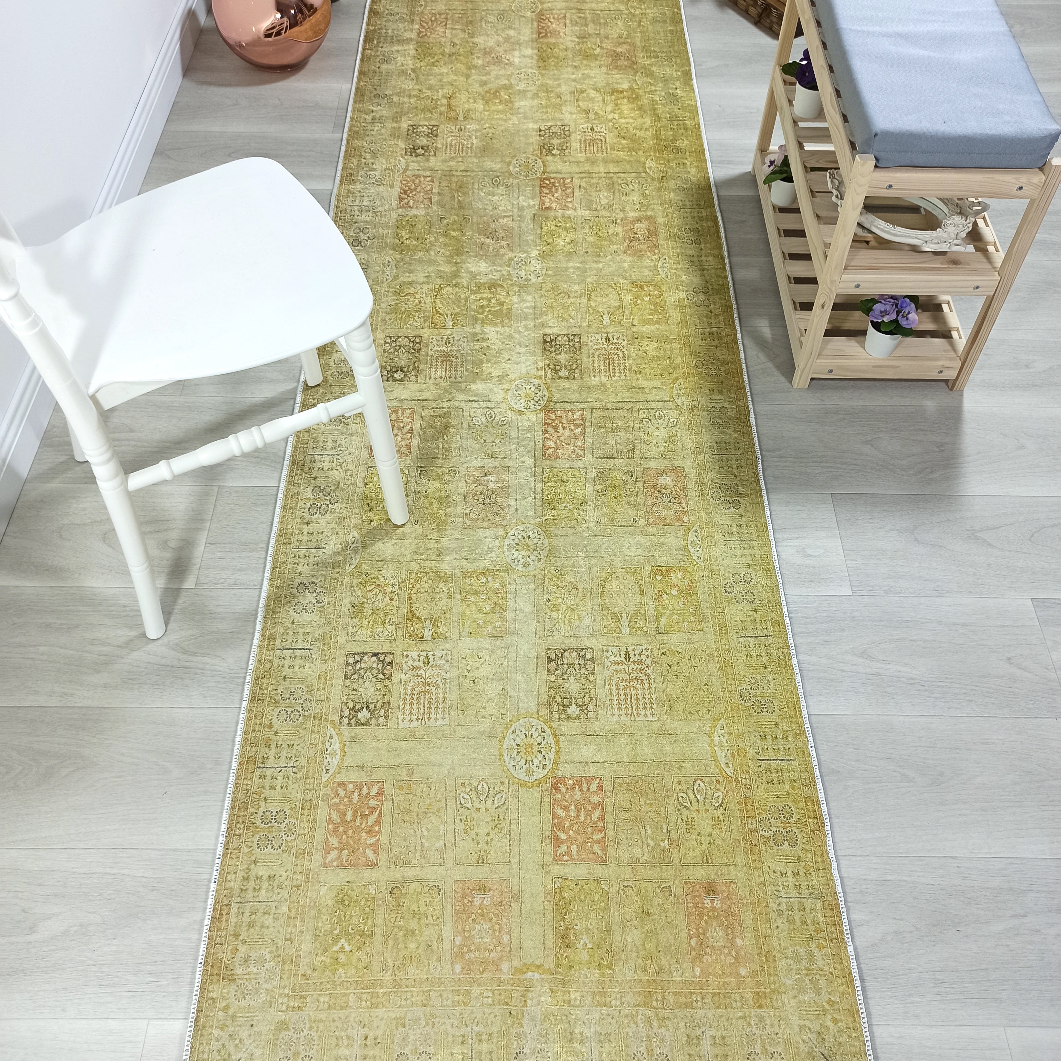 Yellow Style Vintage Rug, Home Décor Runner Area Rugs