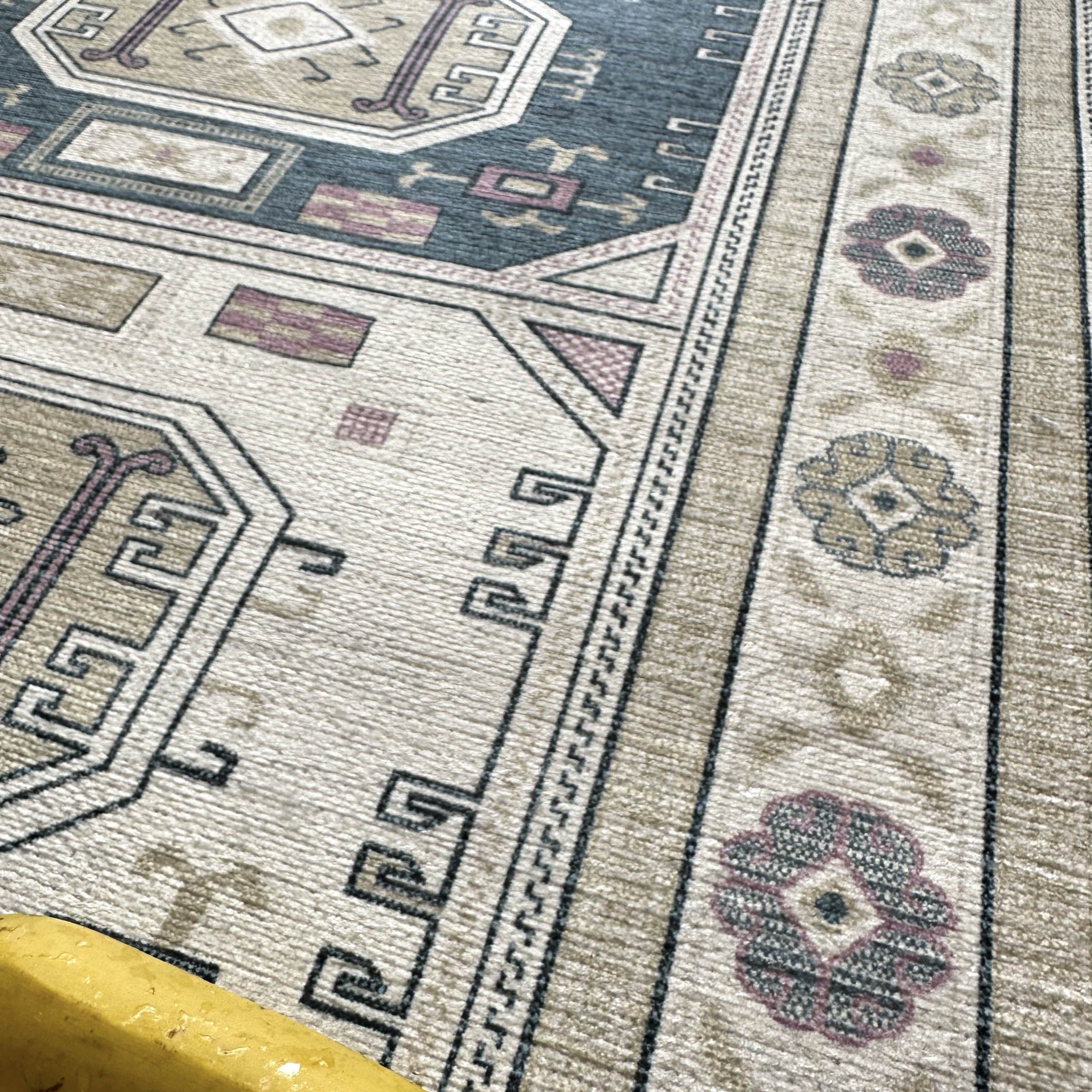 Amaan Cream Navy Modern Turkish Rug