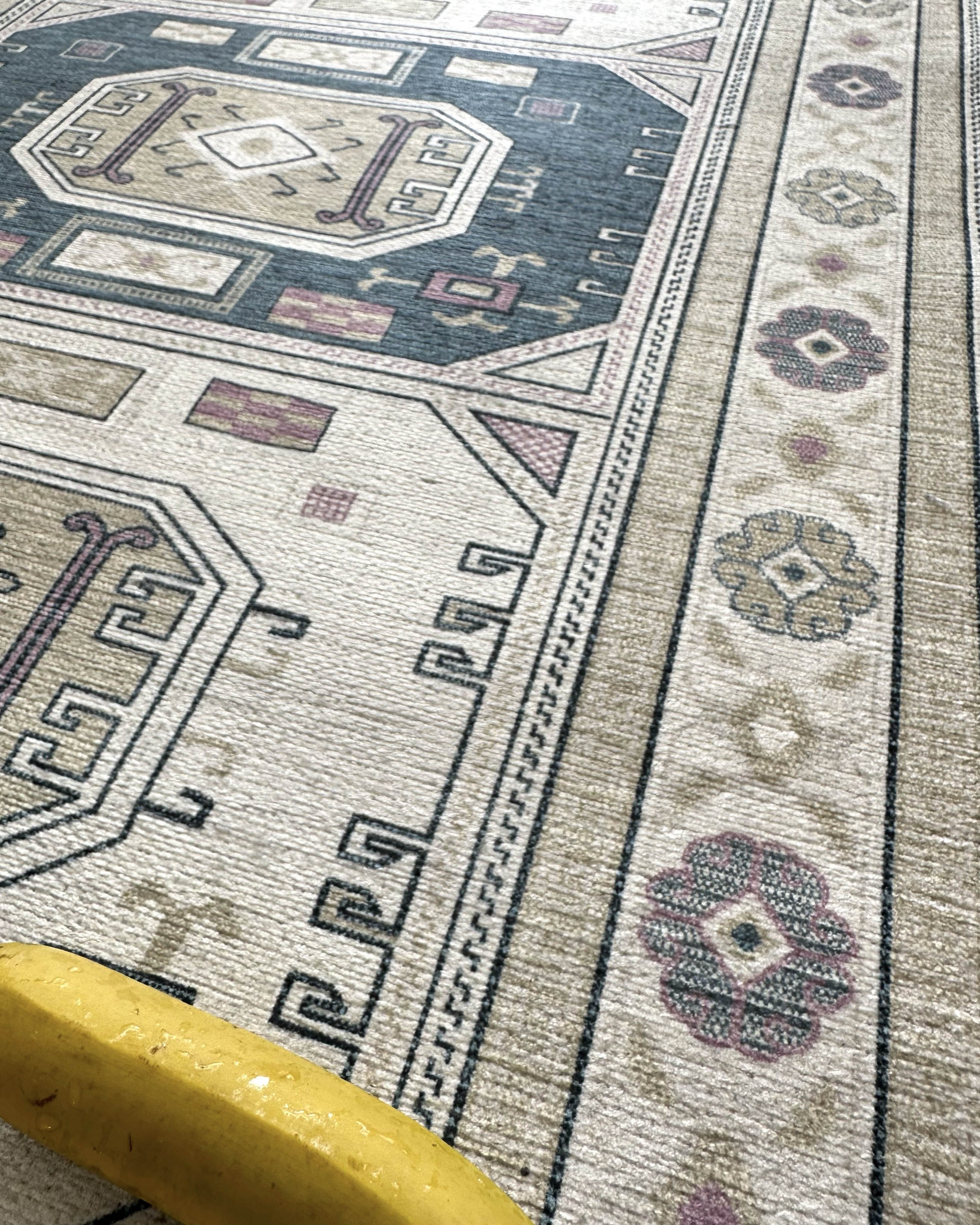 Amaan Cream Navy Modern Turkish Rug