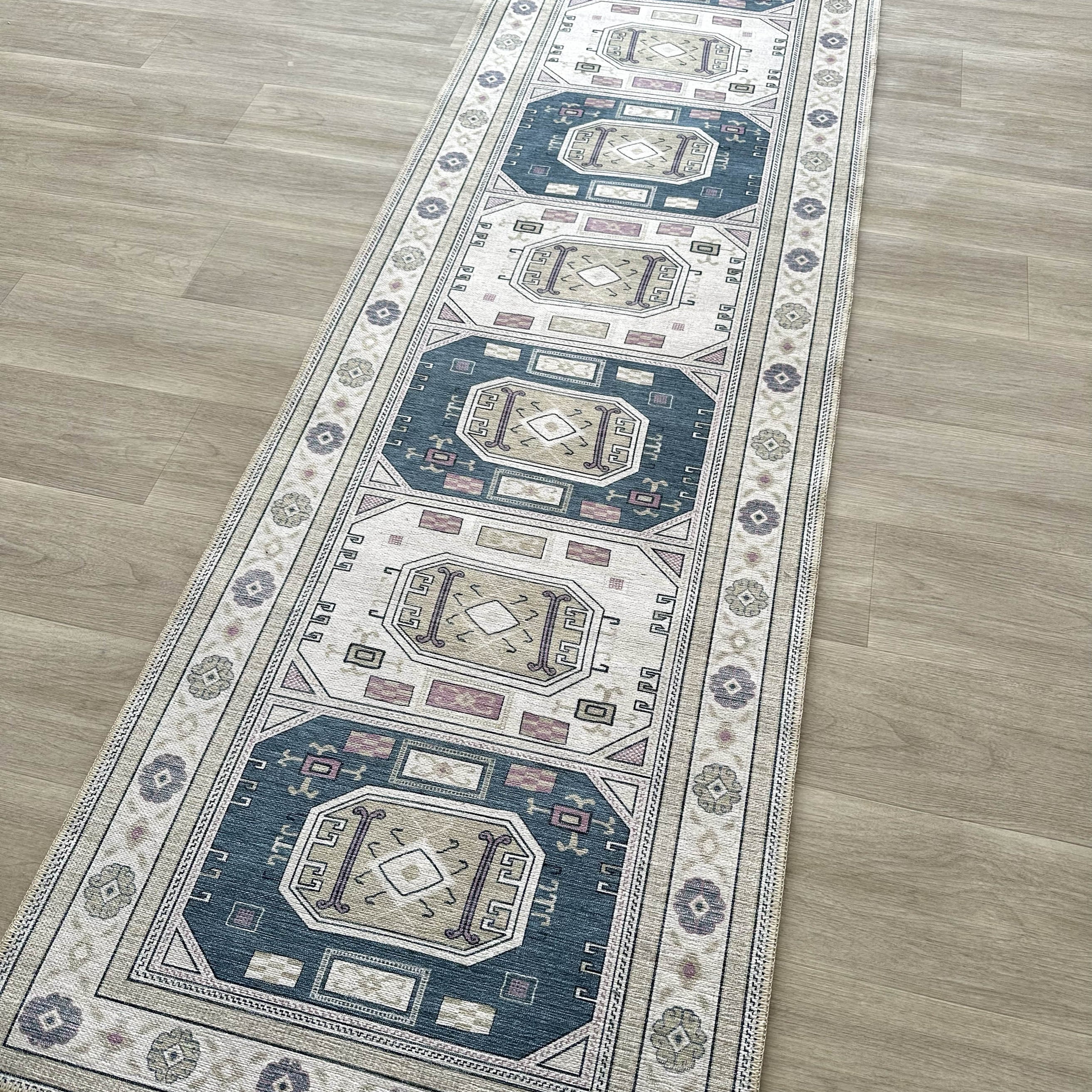 Amaan Cream Navy Modern Turkish Rug