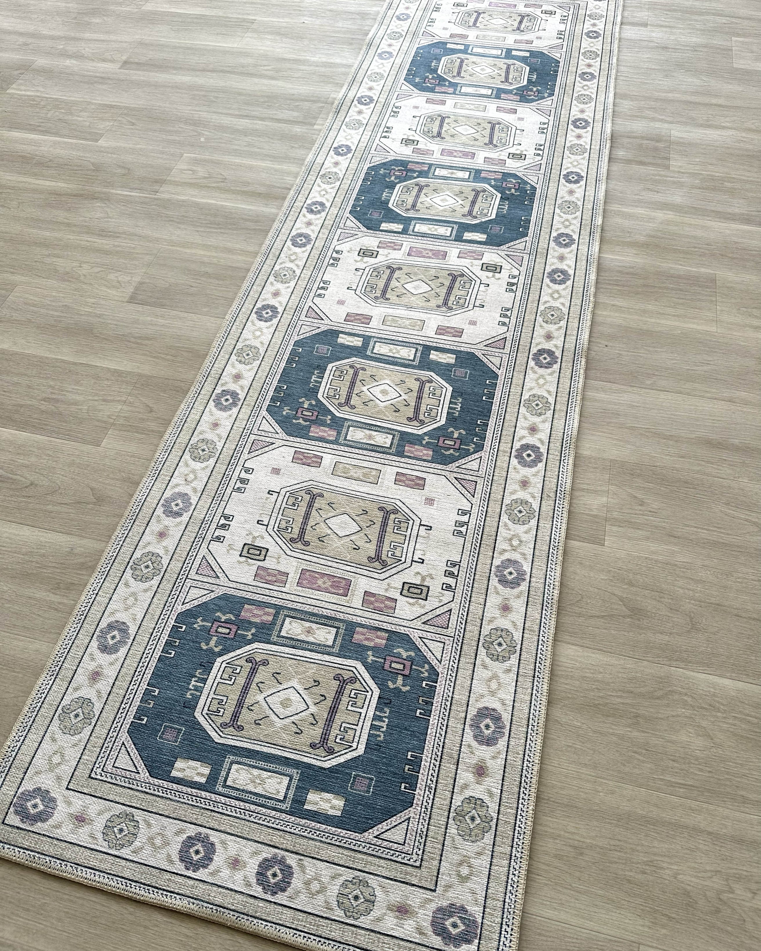 Amaan Cream Navy Modern Turkish Rug