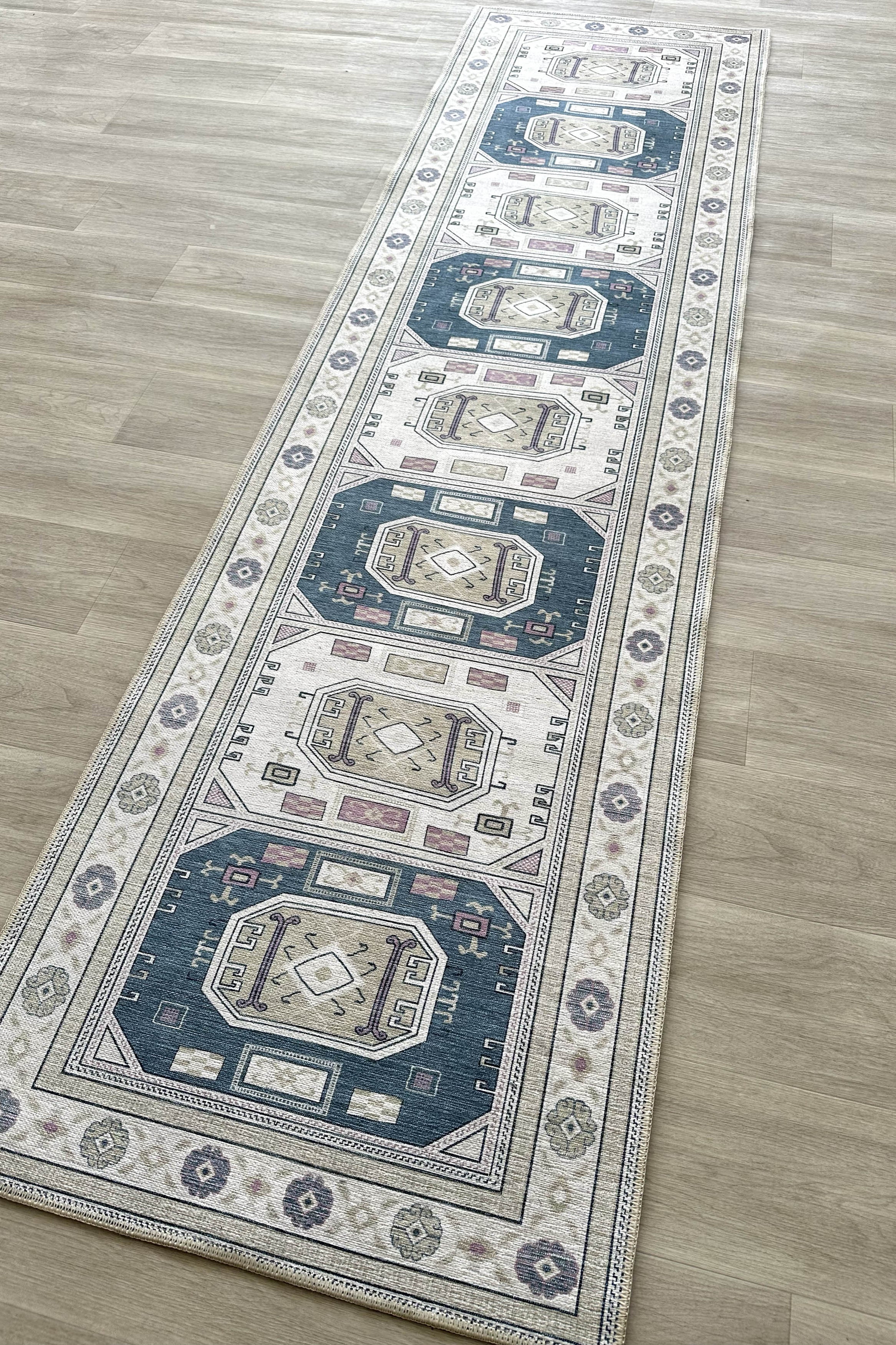 Amaan Cream Navy Modern Turkish Rug