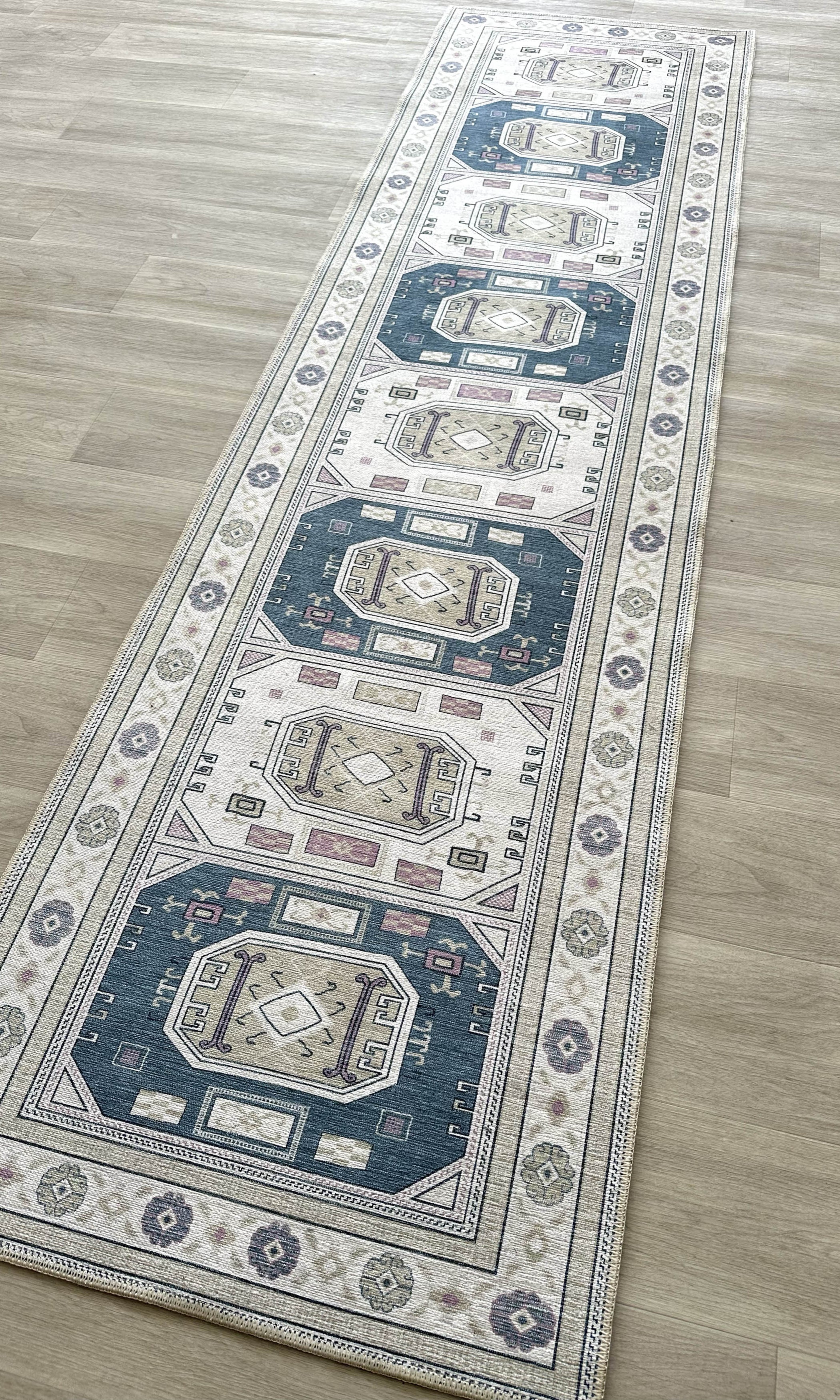 Amaan Cream Navy Modern Turkish Rug