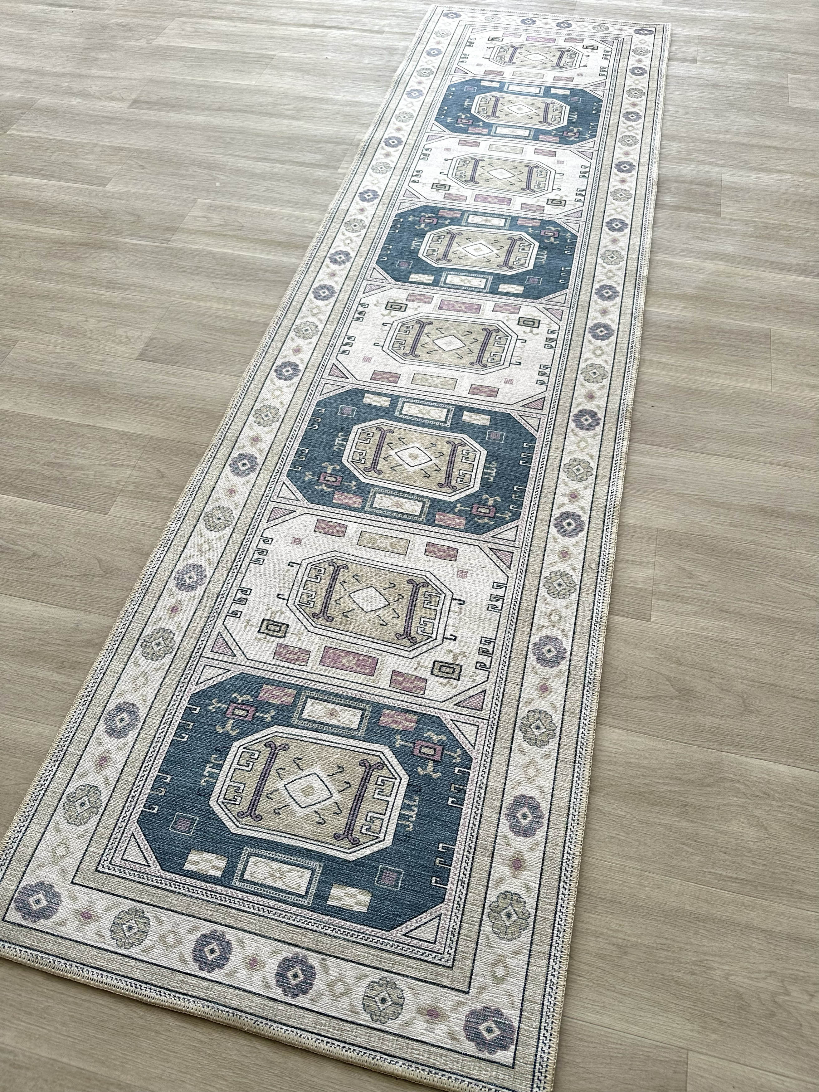 Amaan Cream Navy Modern Turkish Rug