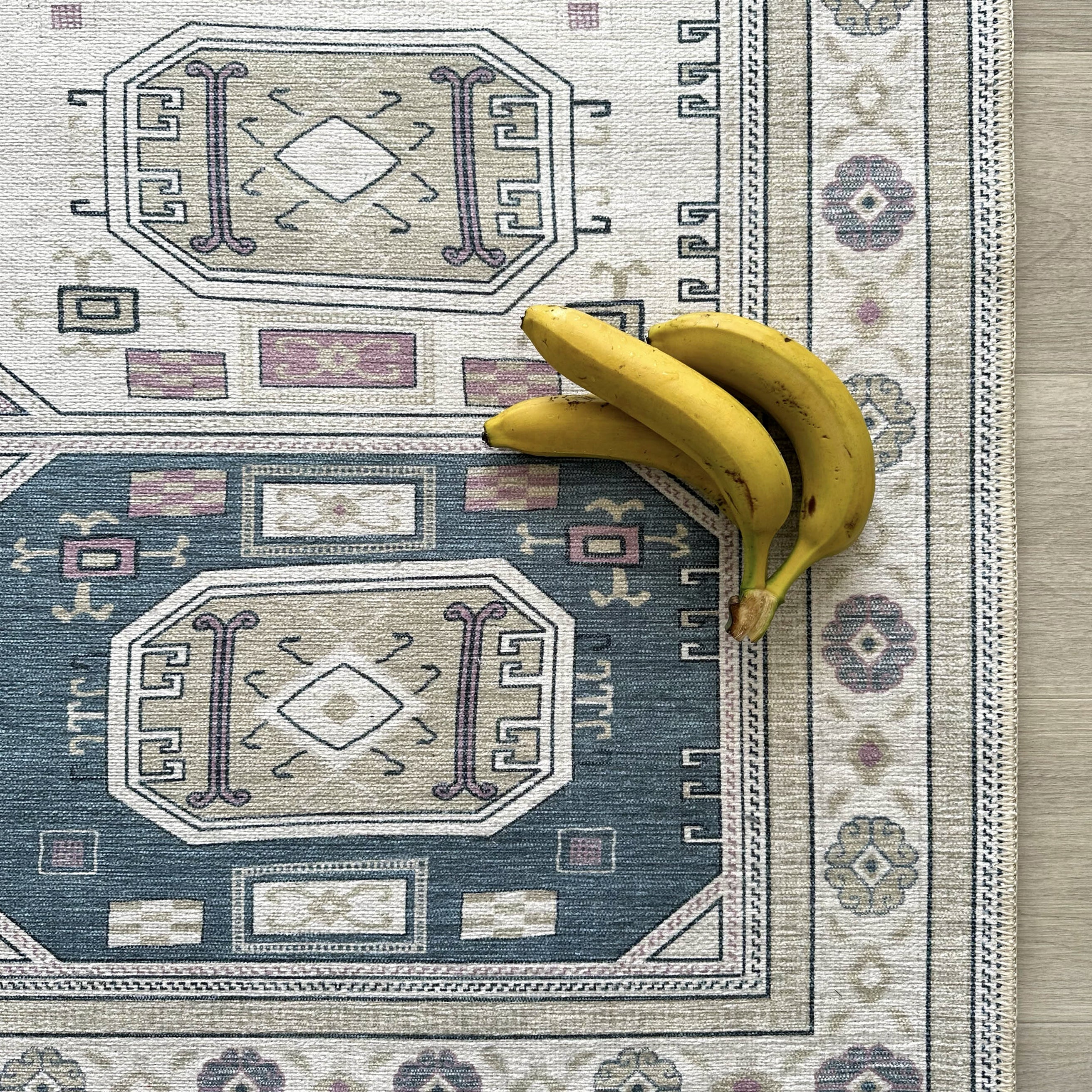 Amaan Cream Navy Modern Turkish Rug