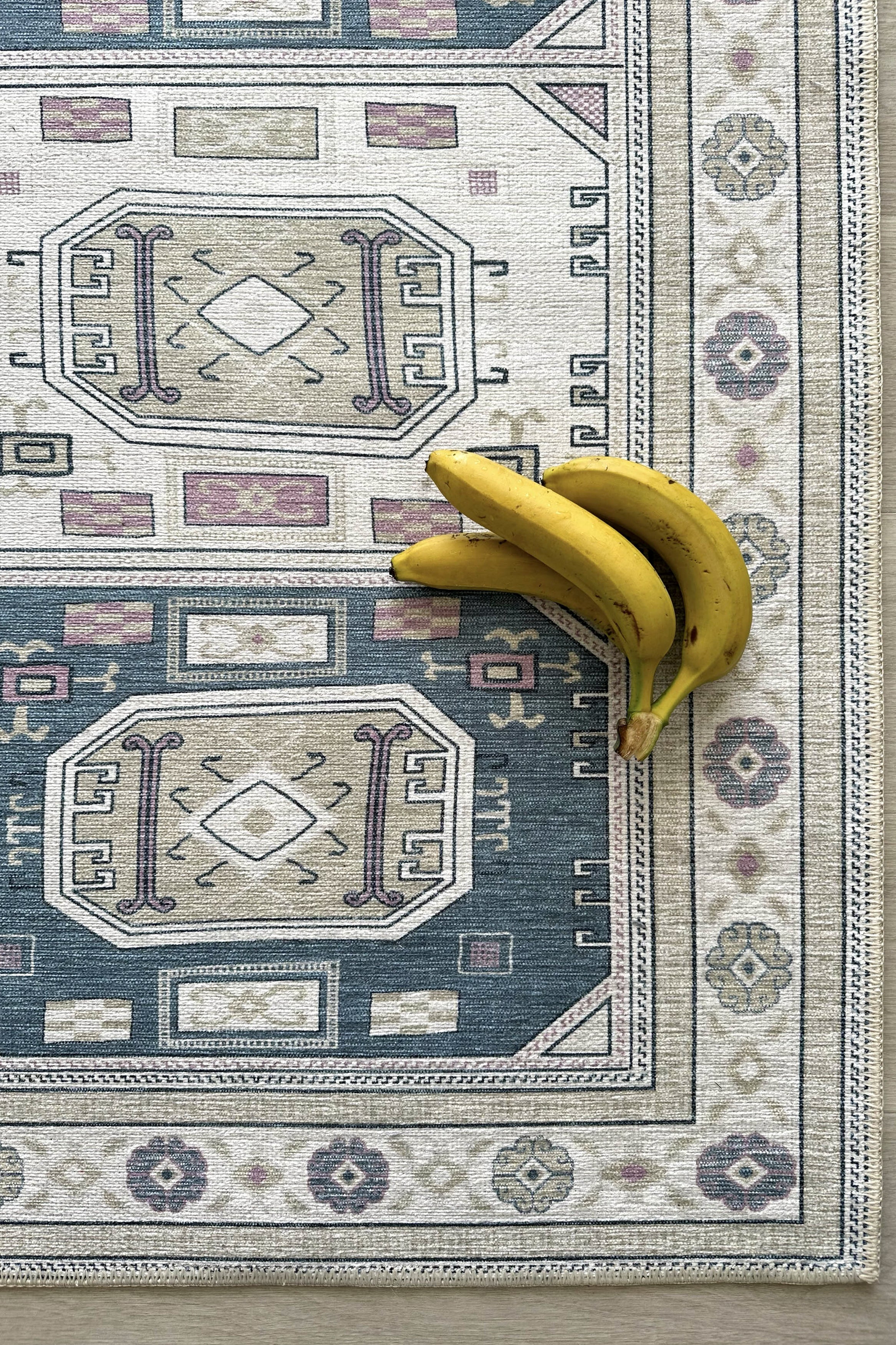 Amaan Cream Navy Modern Turkish Rug