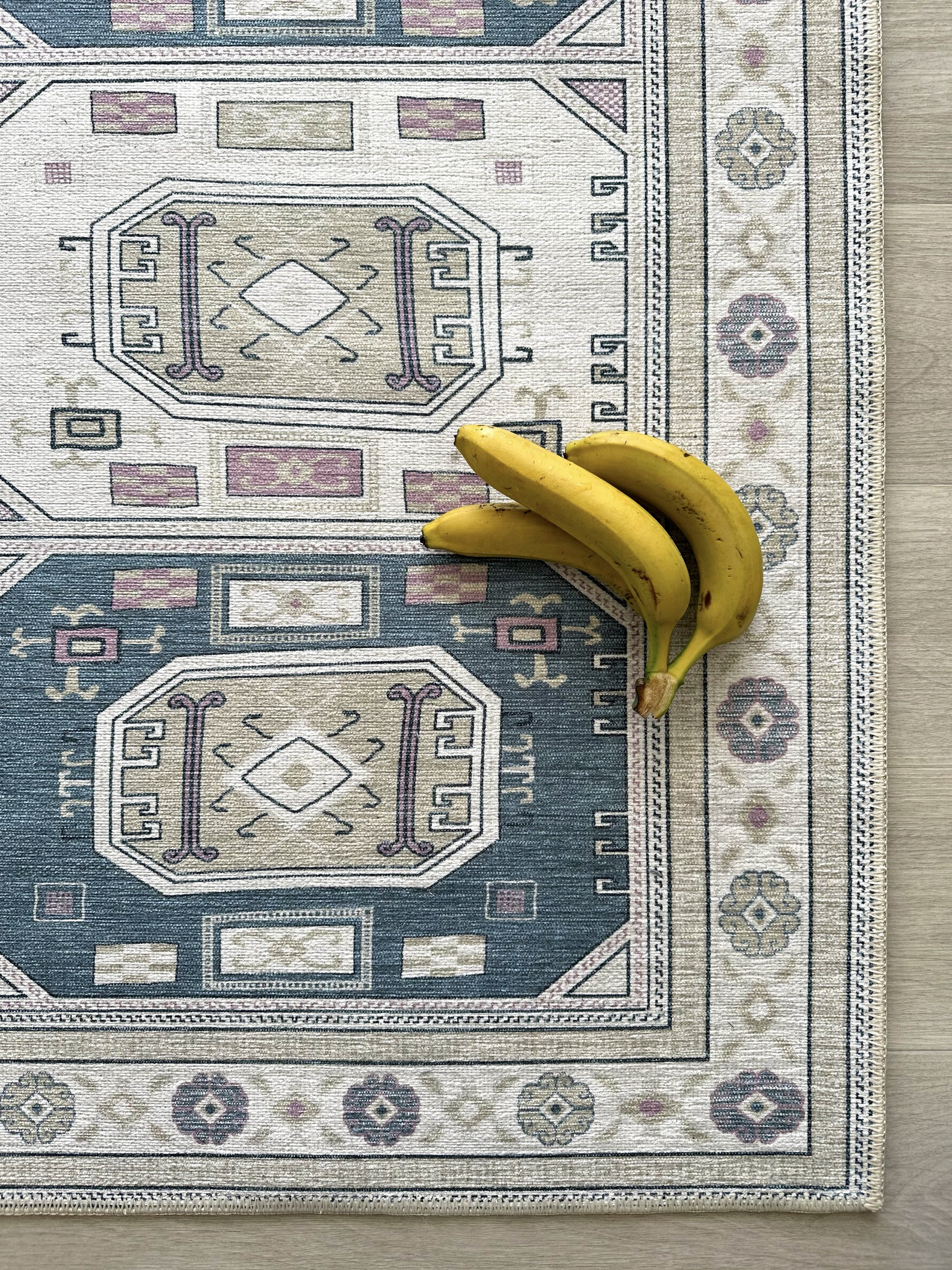 Amaan Cream Navy Modern Turkish Rug