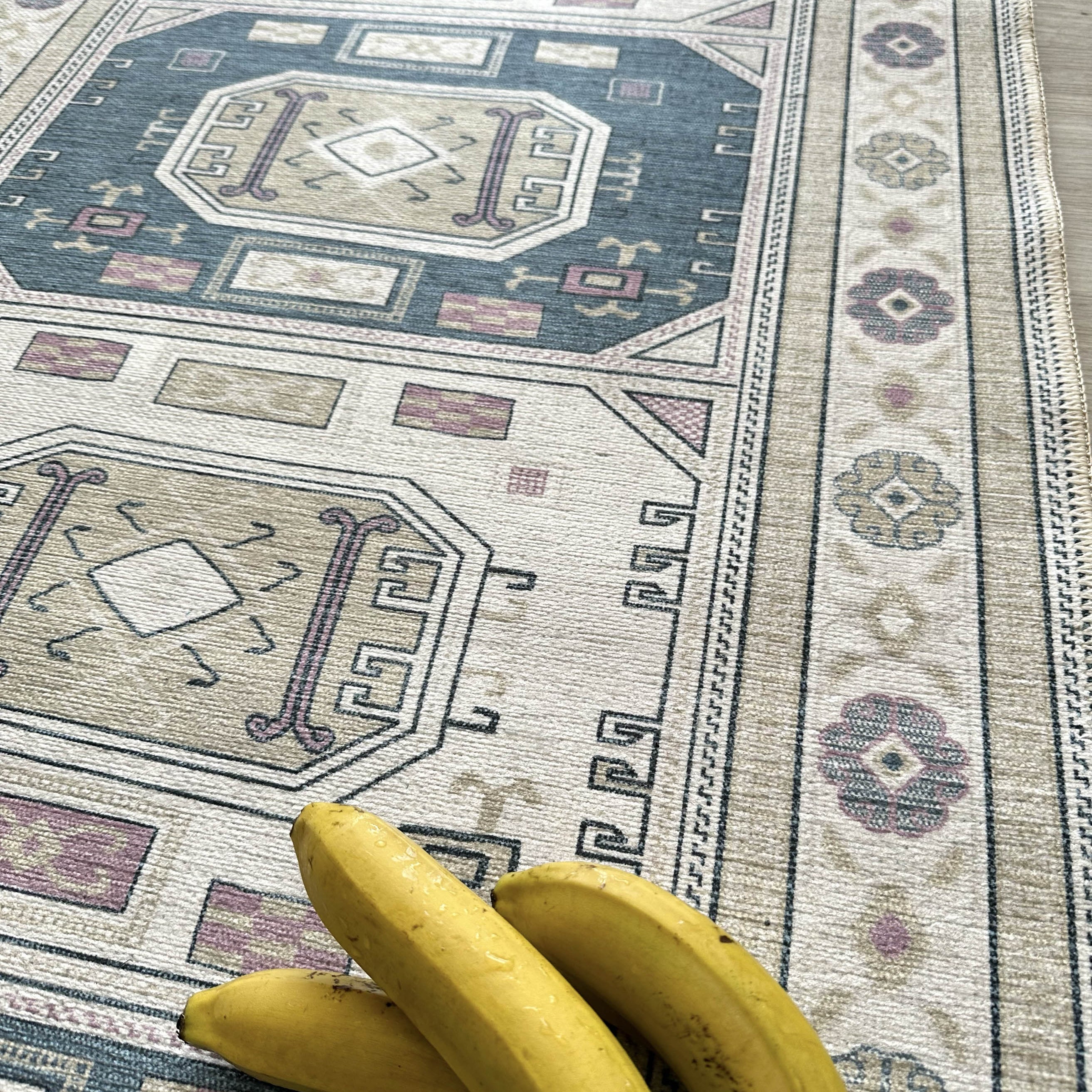 Amaan Cream Navy Modern Turkish Rug