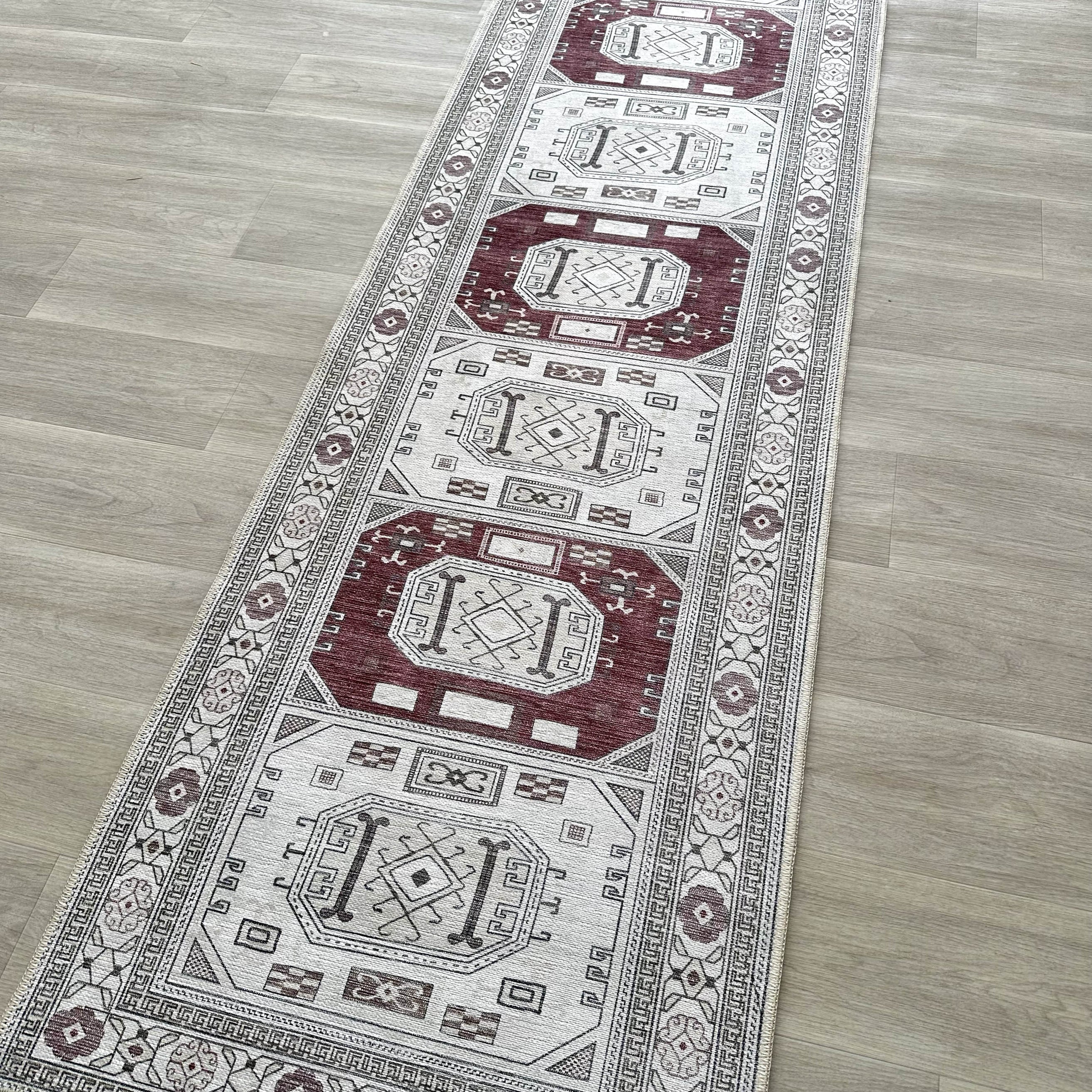 Jianna Modern Turkish Cream Burgundy Rug