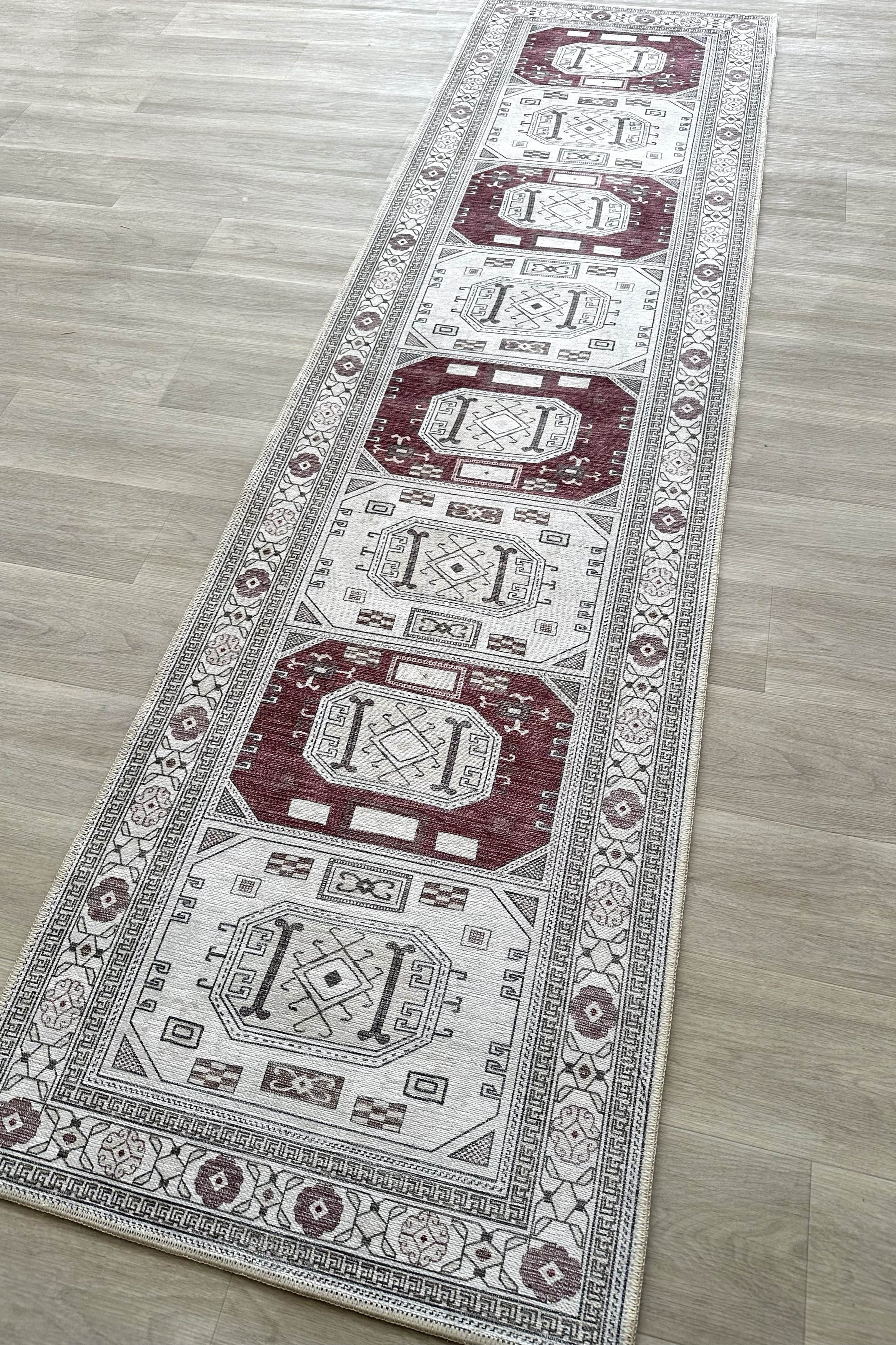 Jianna Modern Turkish Cream Burgundy Rug