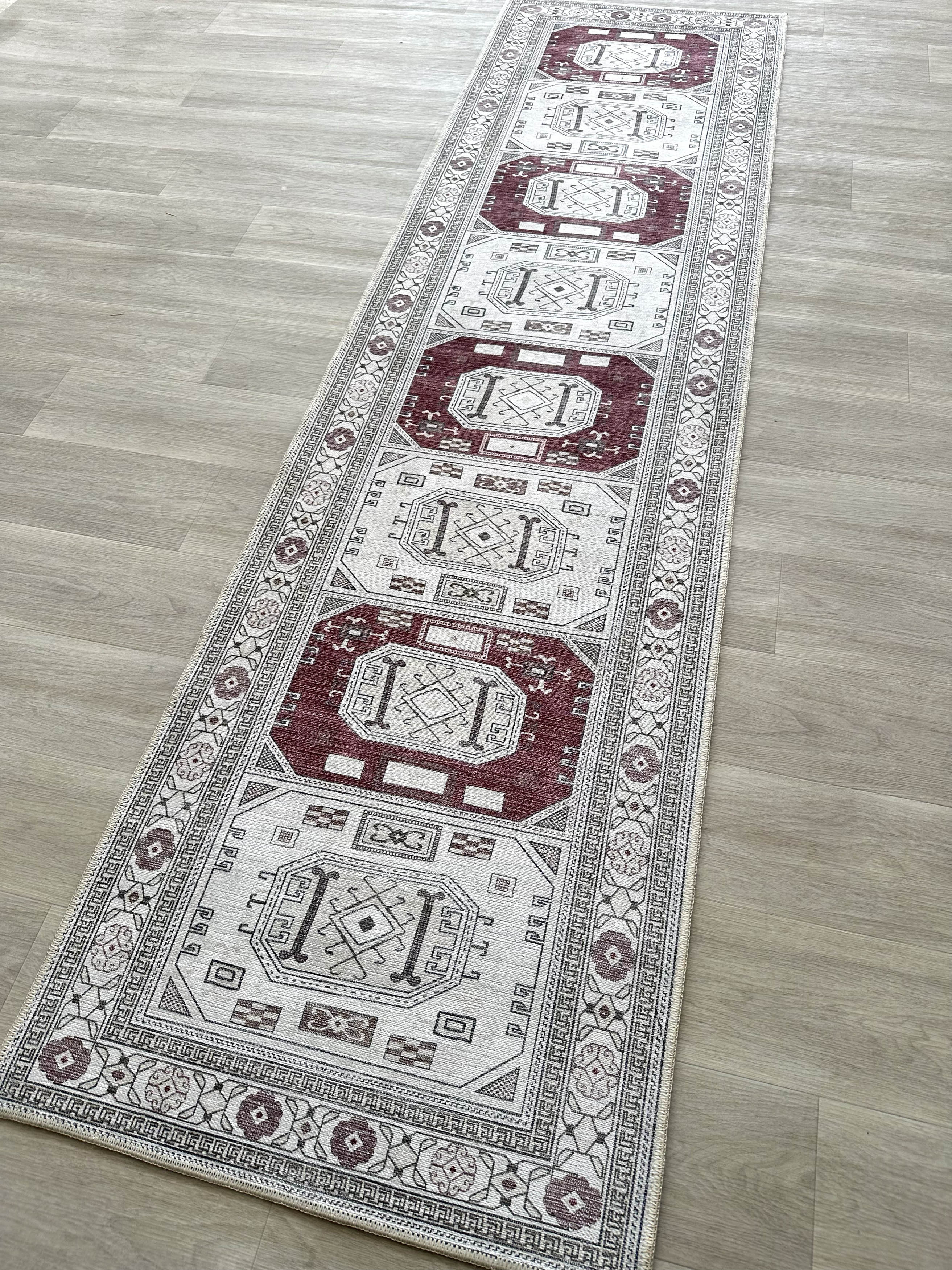Jianna Modern Turkish Cream Burgundy Rug