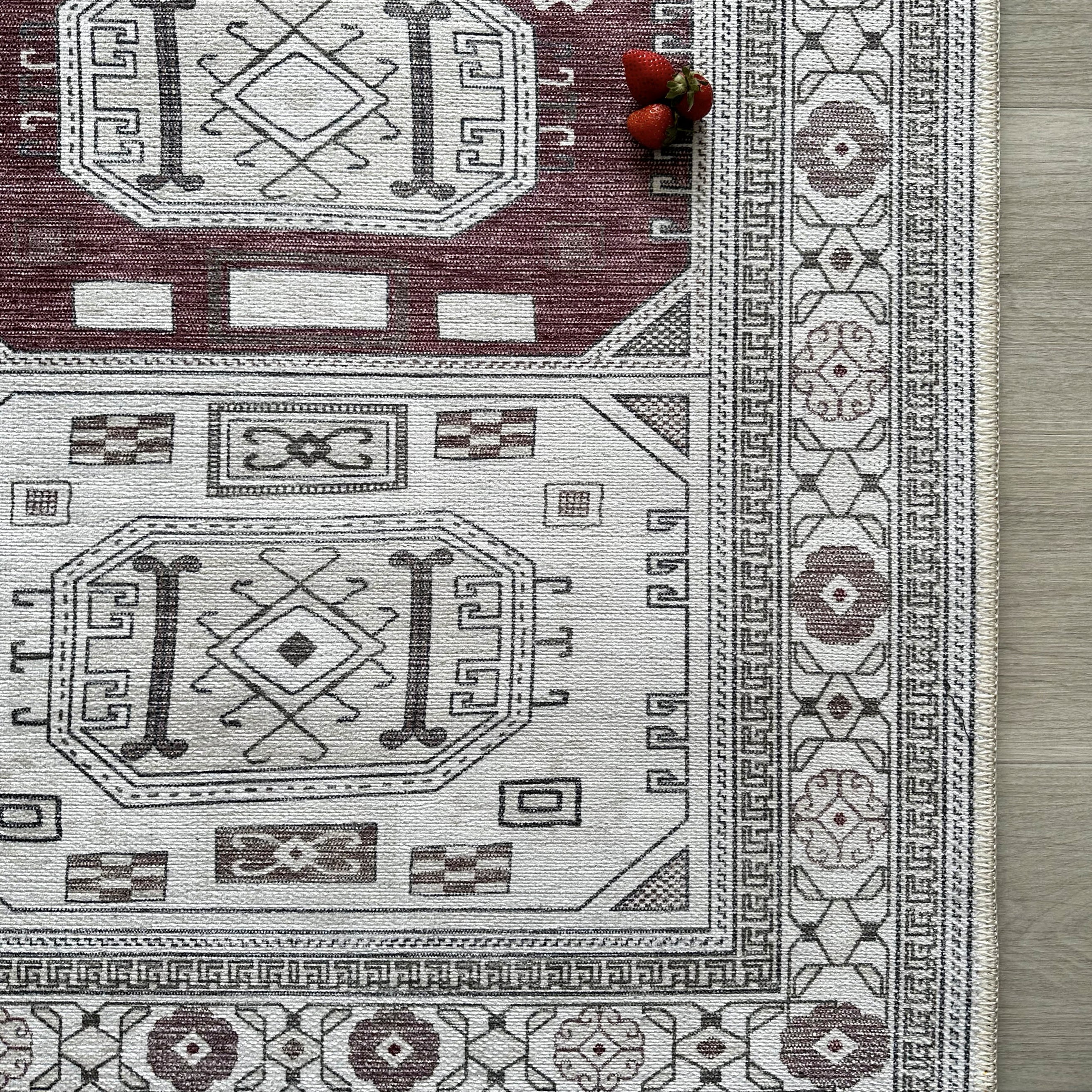 Jianna Modern Turkish Cream Burgundy Rug