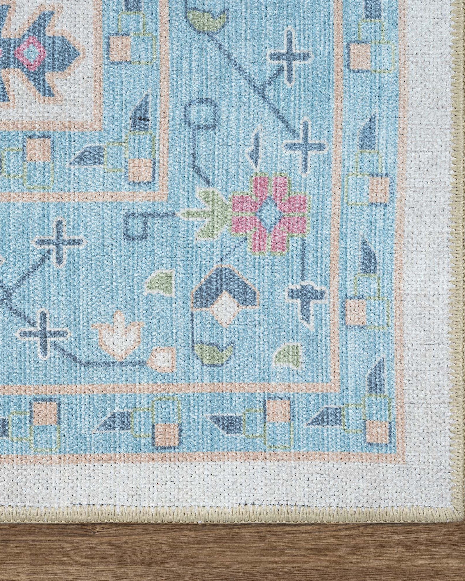 Annela Pastel Light Blue Modern Oushak Rug