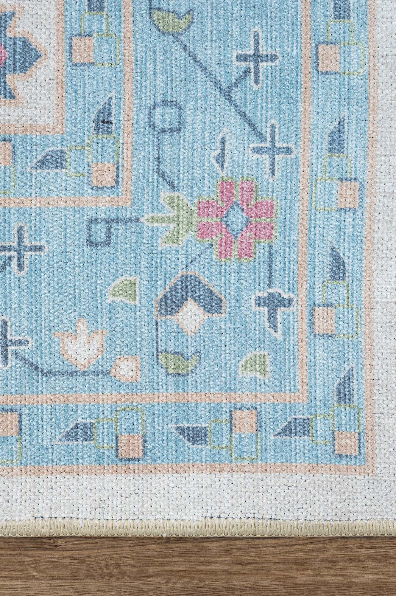 Annela Pastel Light Blue Modern Oushak Rug