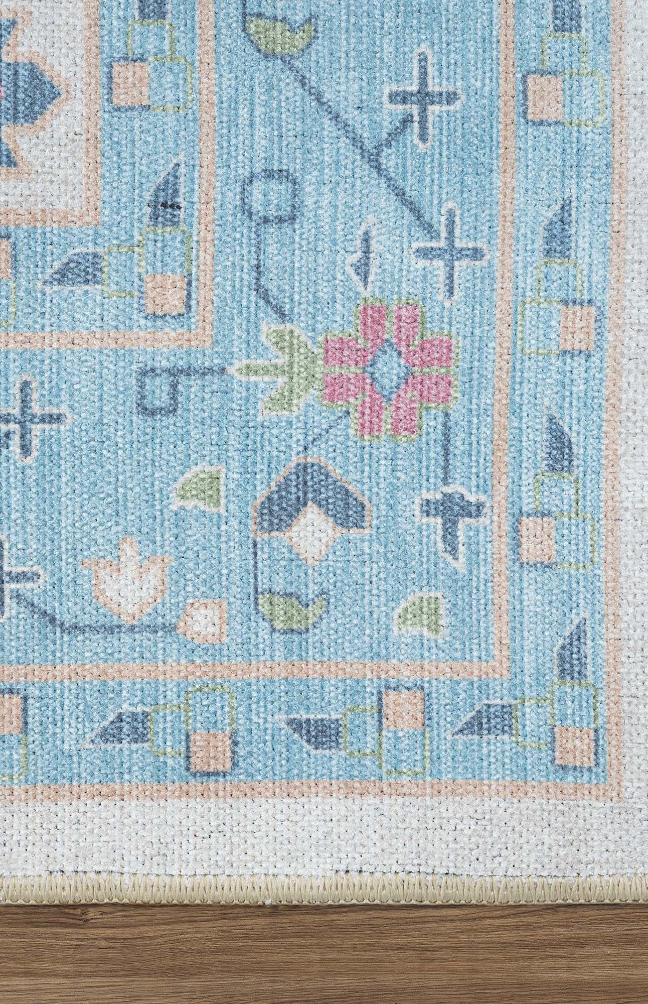 Annela Pastel Light Blue Modern Oushak Rug