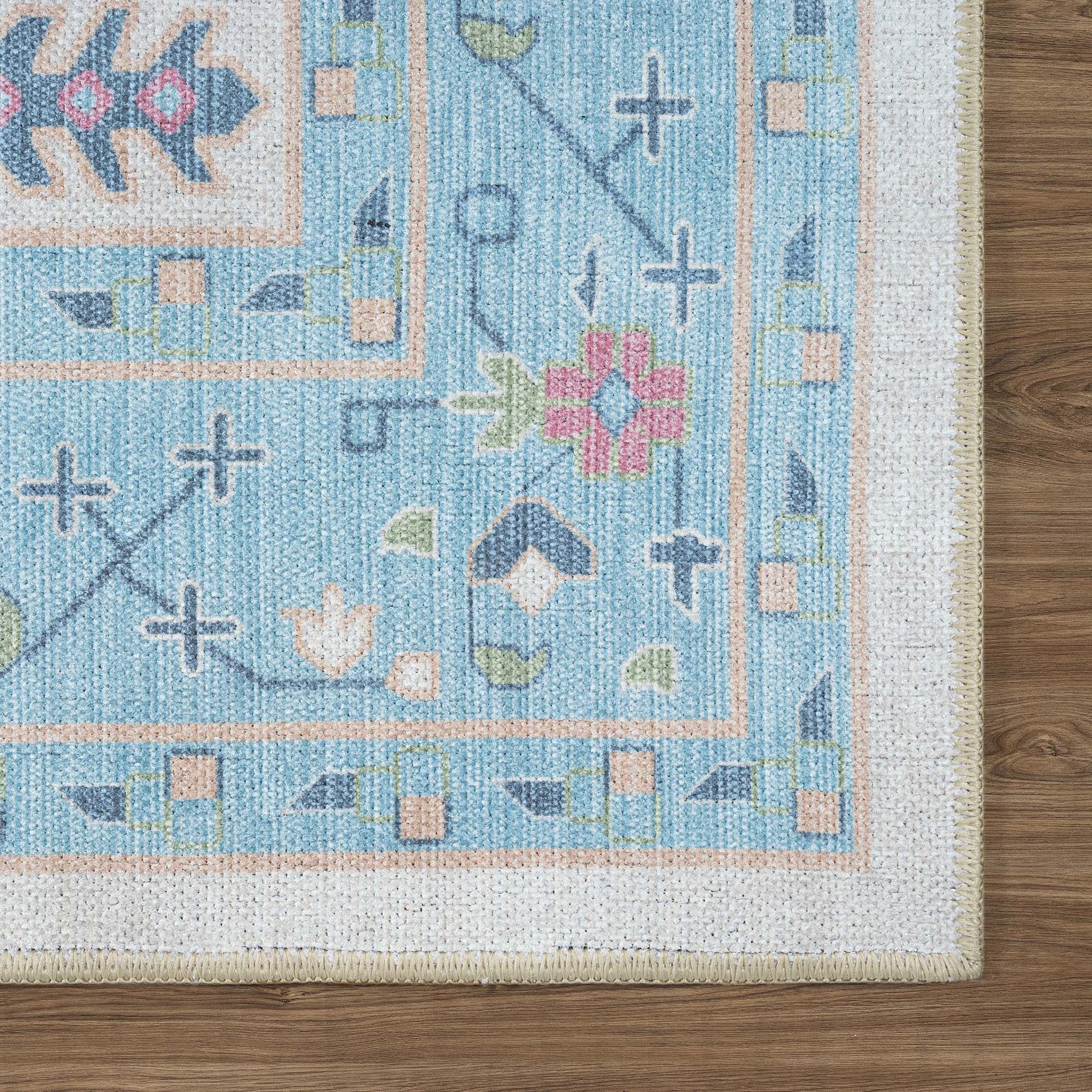 Annela Pastel Light Blue Modern Oushak Rug