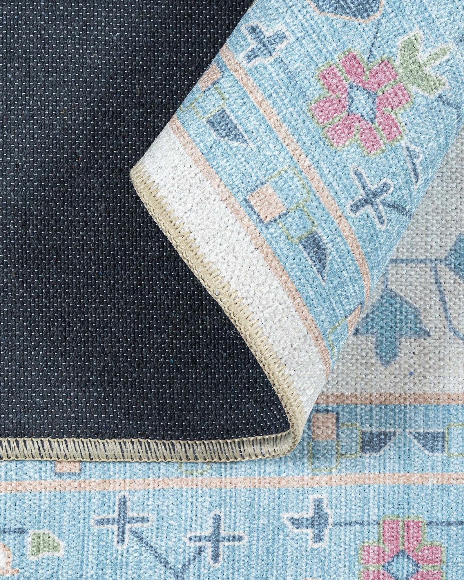 Annela Pastel Light Blue Modern Oushak Rug