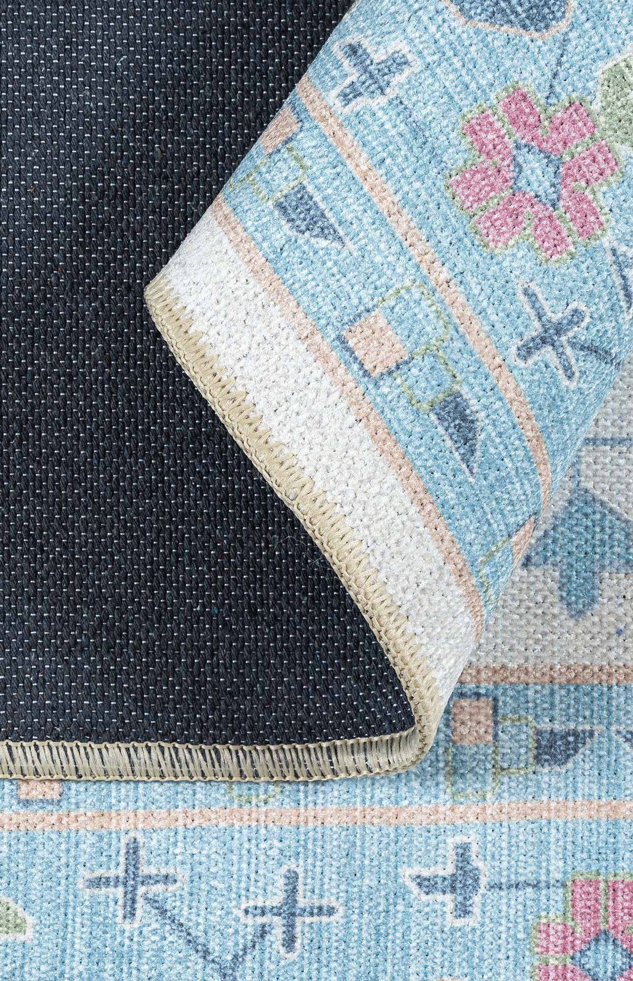 Annela Pastel Light Blue Modern Oushak Rug