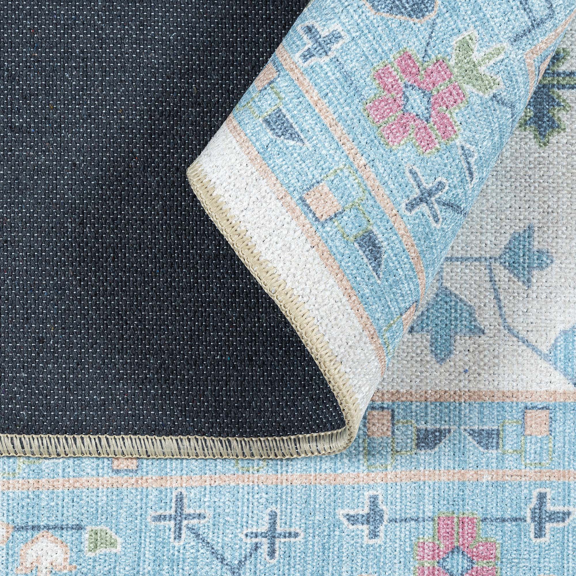 Annela Pastel Light Blue Modern Oushak Rug